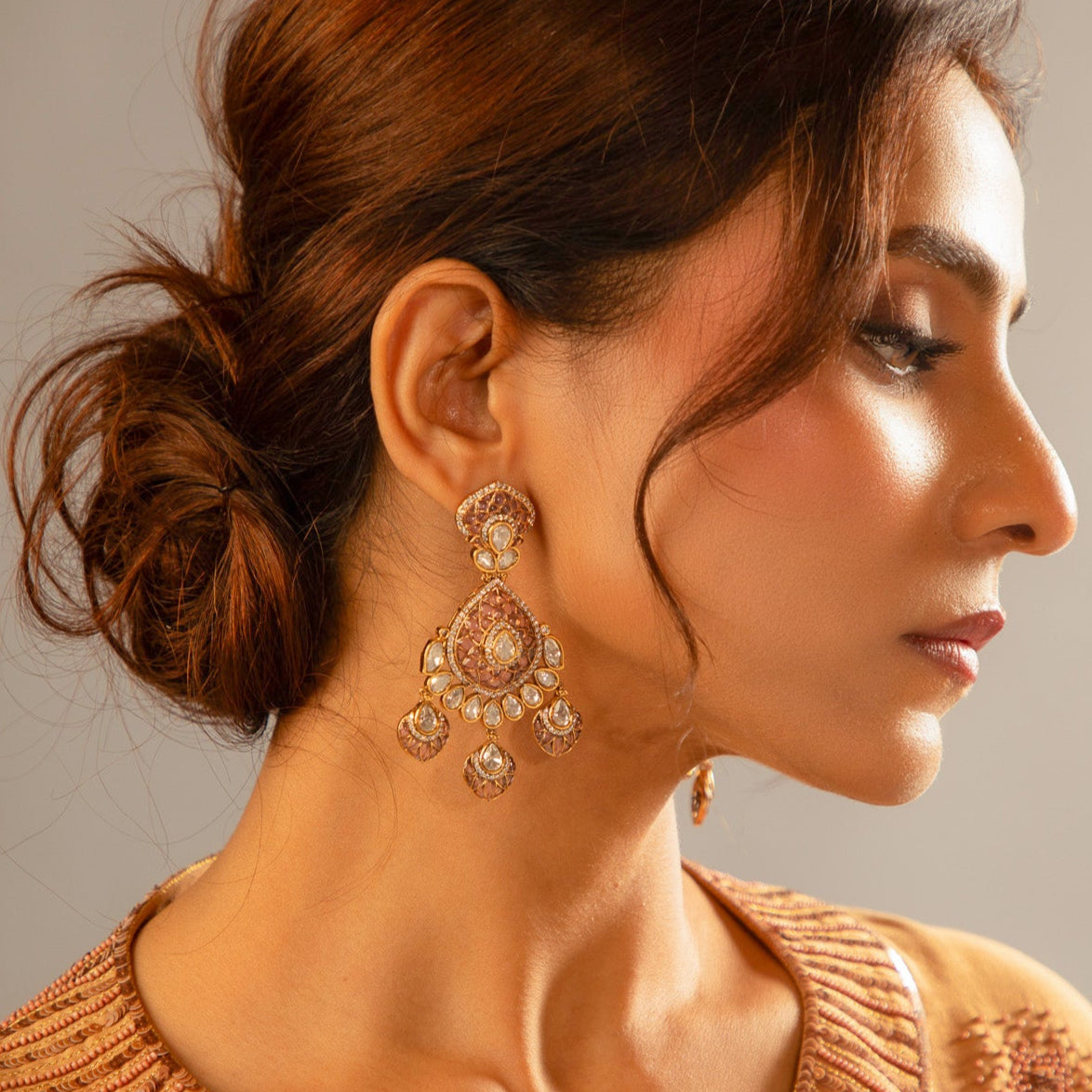 Amethyst Kundan Polki dangler