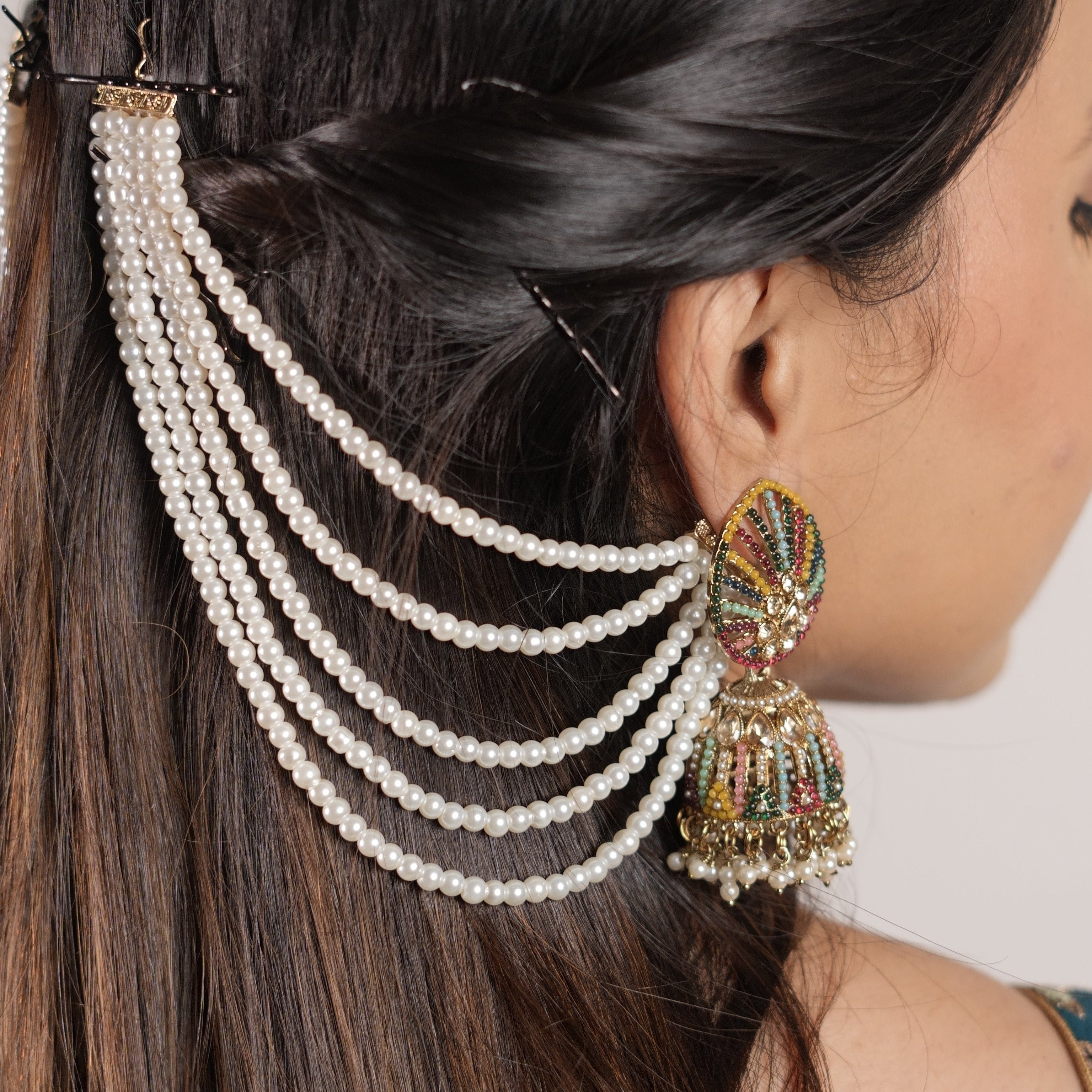 Navratana Jhumka with Kaanchain