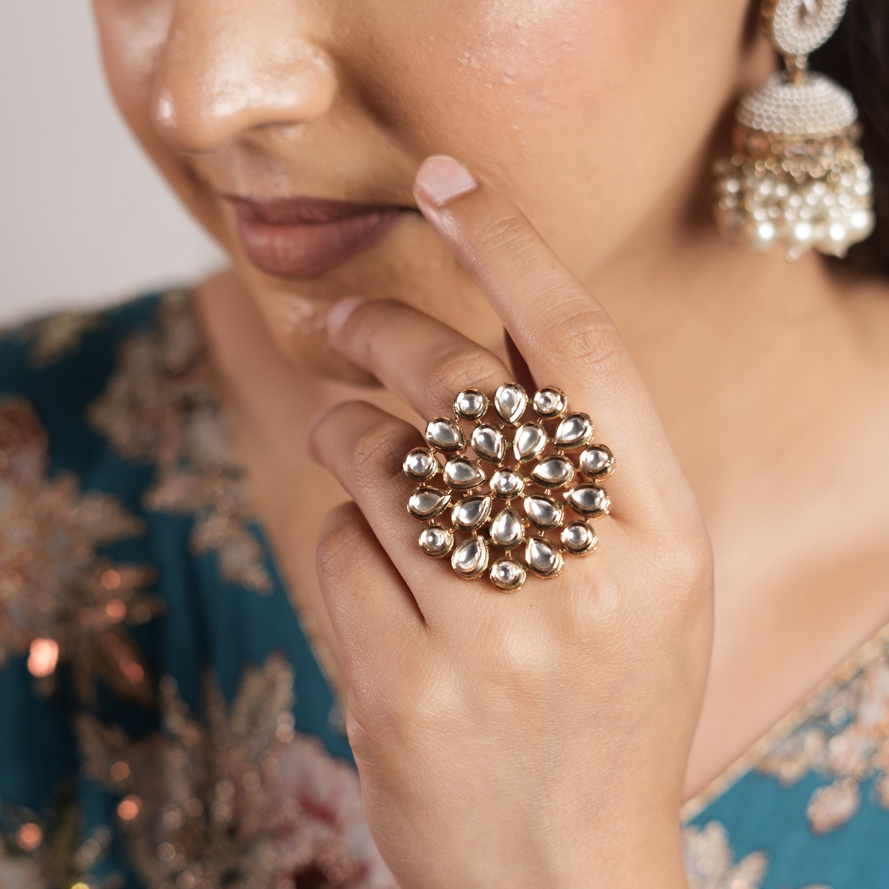 Kundan Polki statement ring