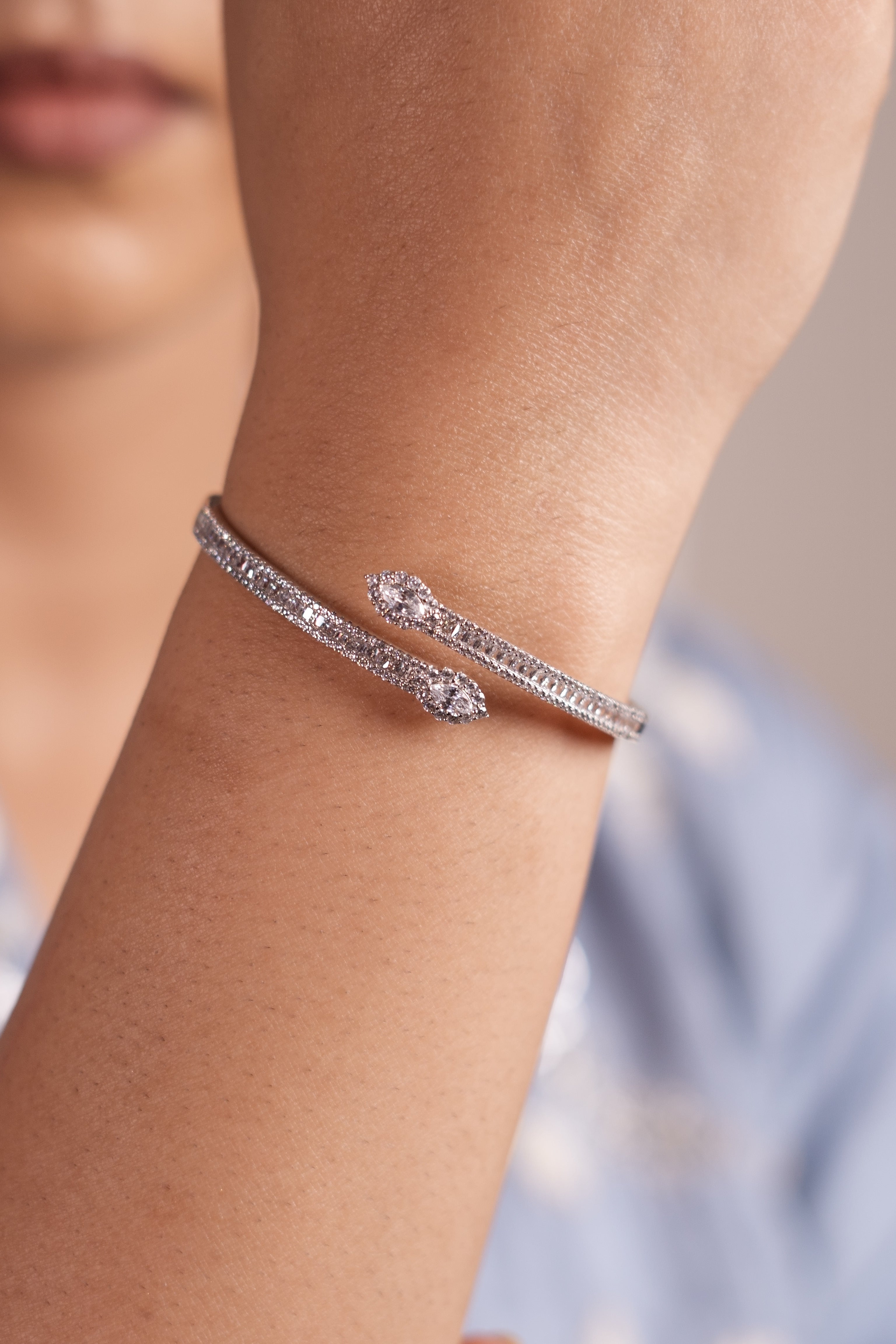 CZ Open tear drop bracelet