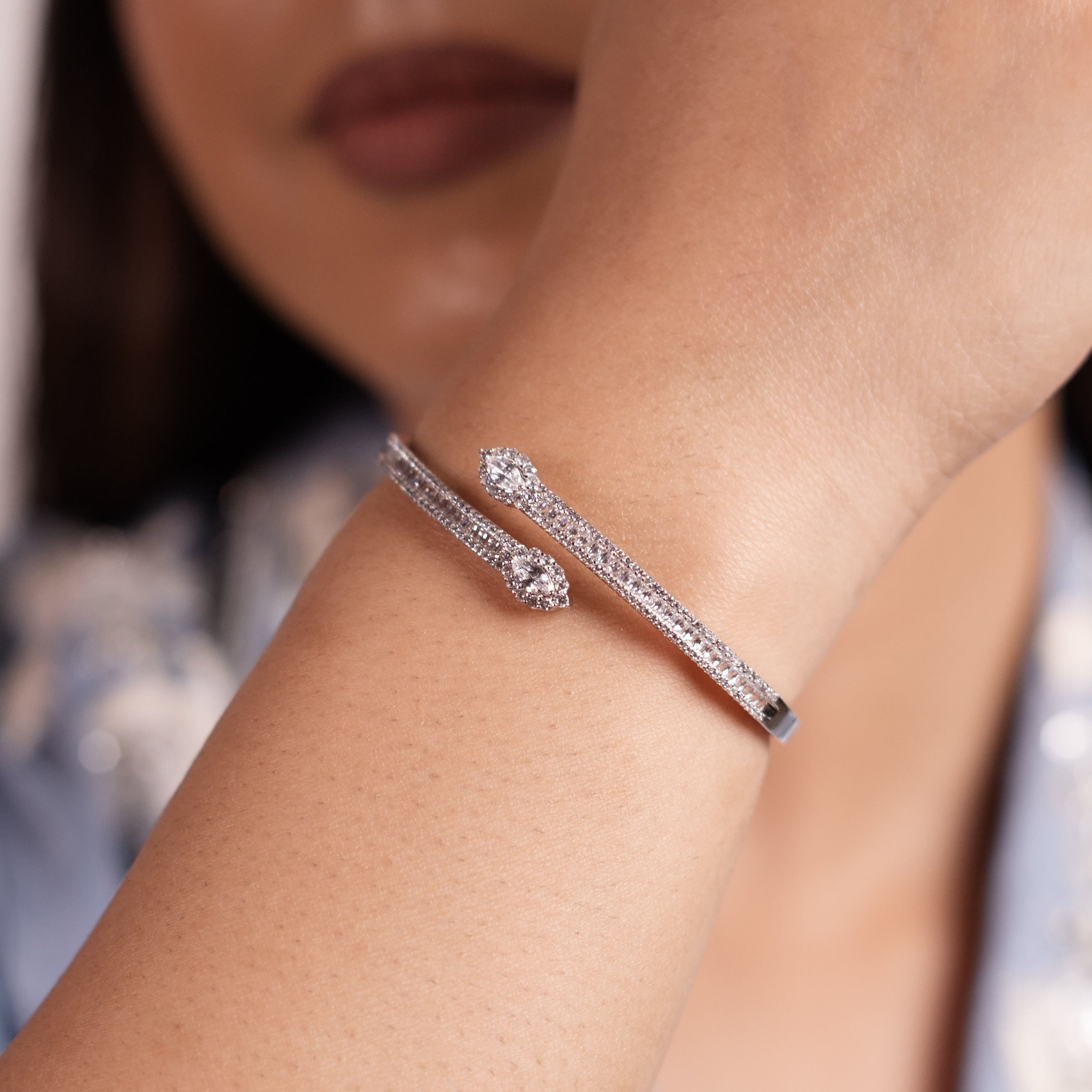 CZ Open tear drop bracelet
