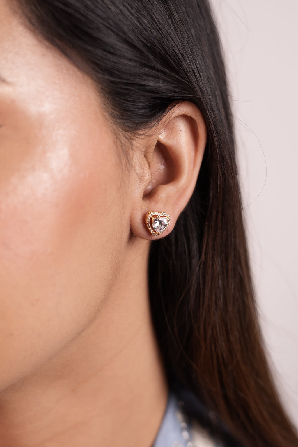 Gold Heart Jacket Solitaire Stud