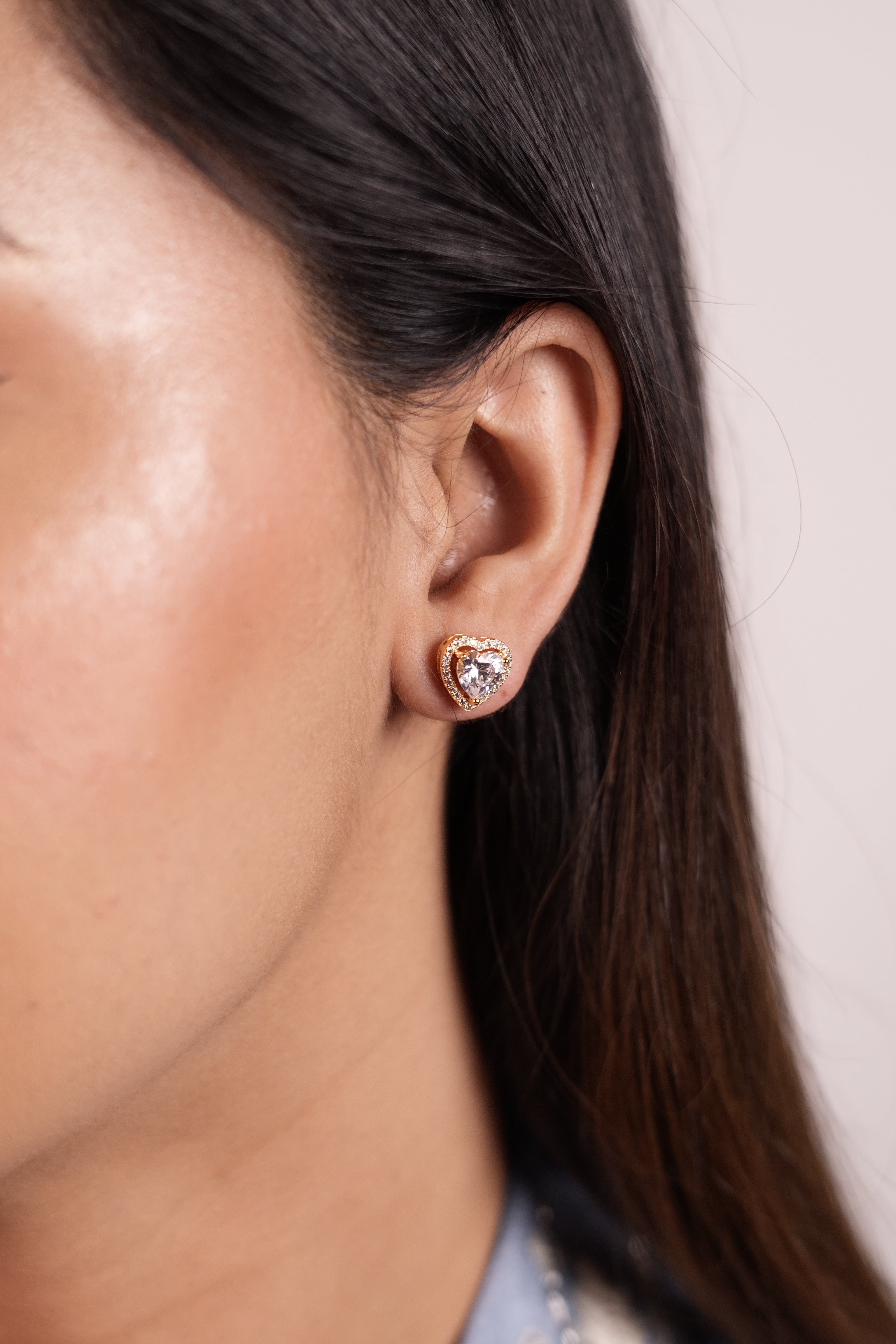 Gold Heart Jacket Solitaire Stud