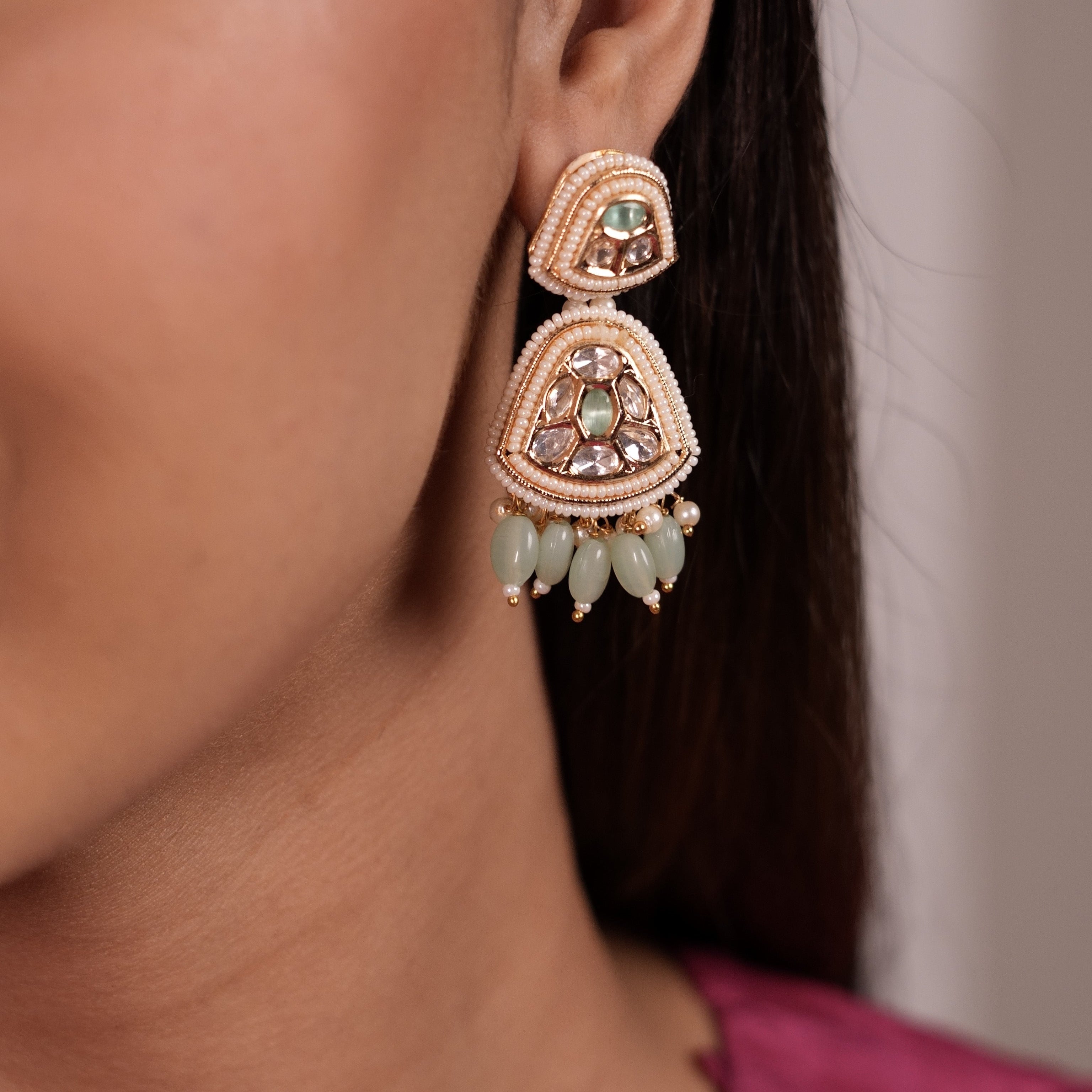 Beaded Polki earrings
