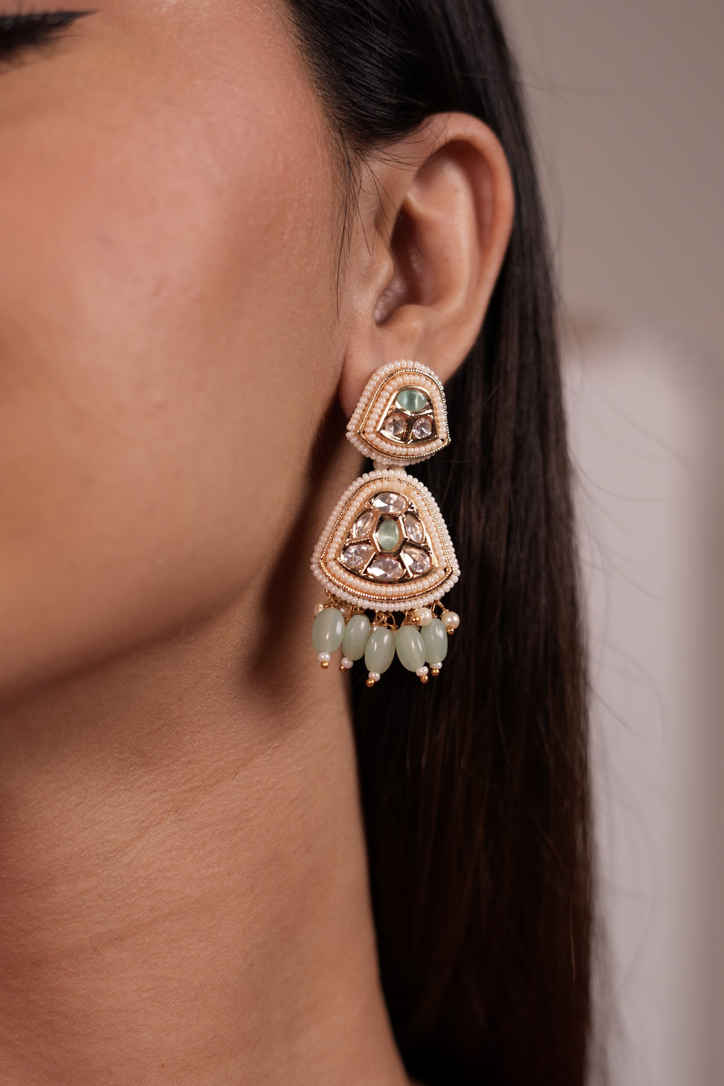 Beaded Polki earrings