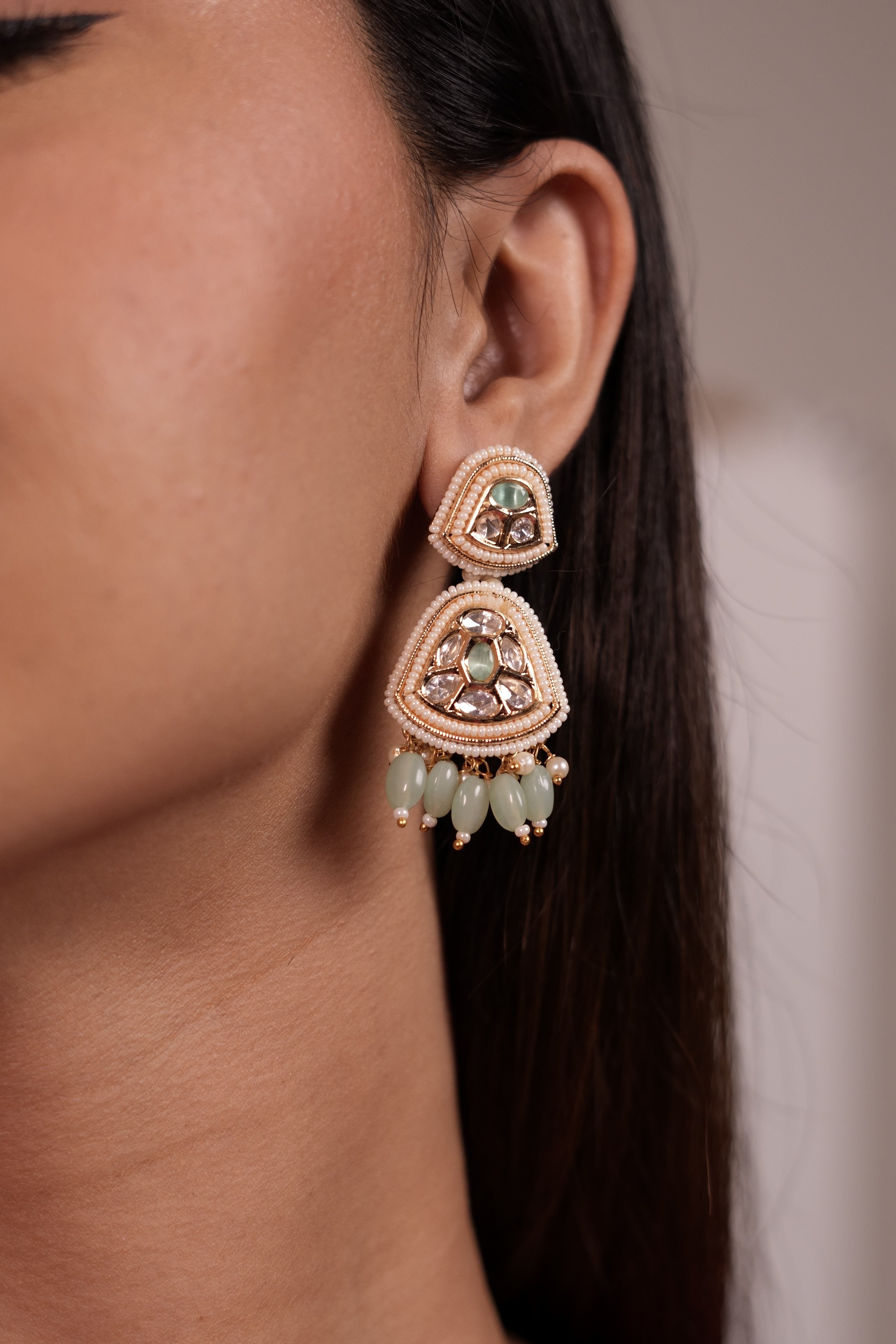 Beaded Polki earrings