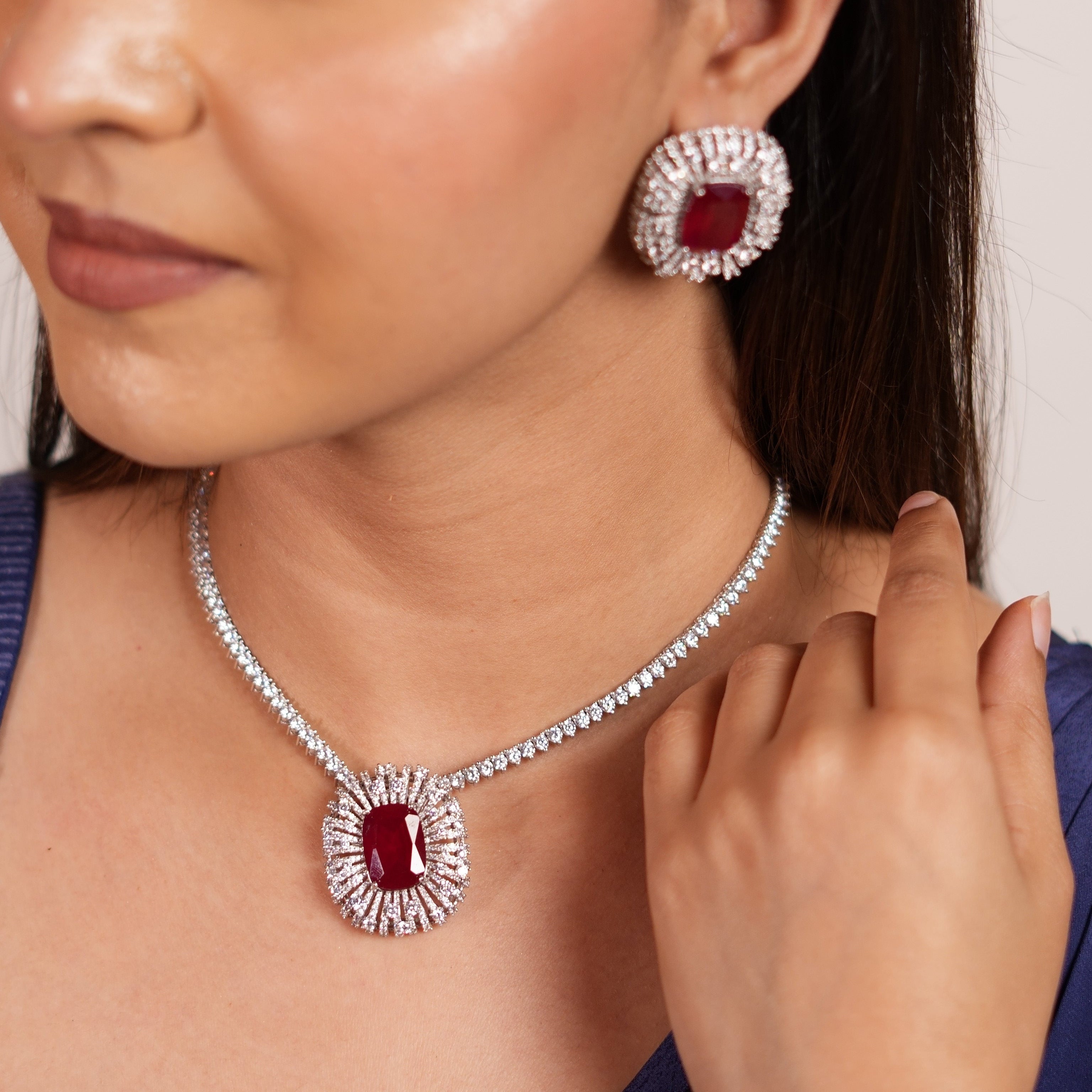 Celestia CZ Ruby Pendant set