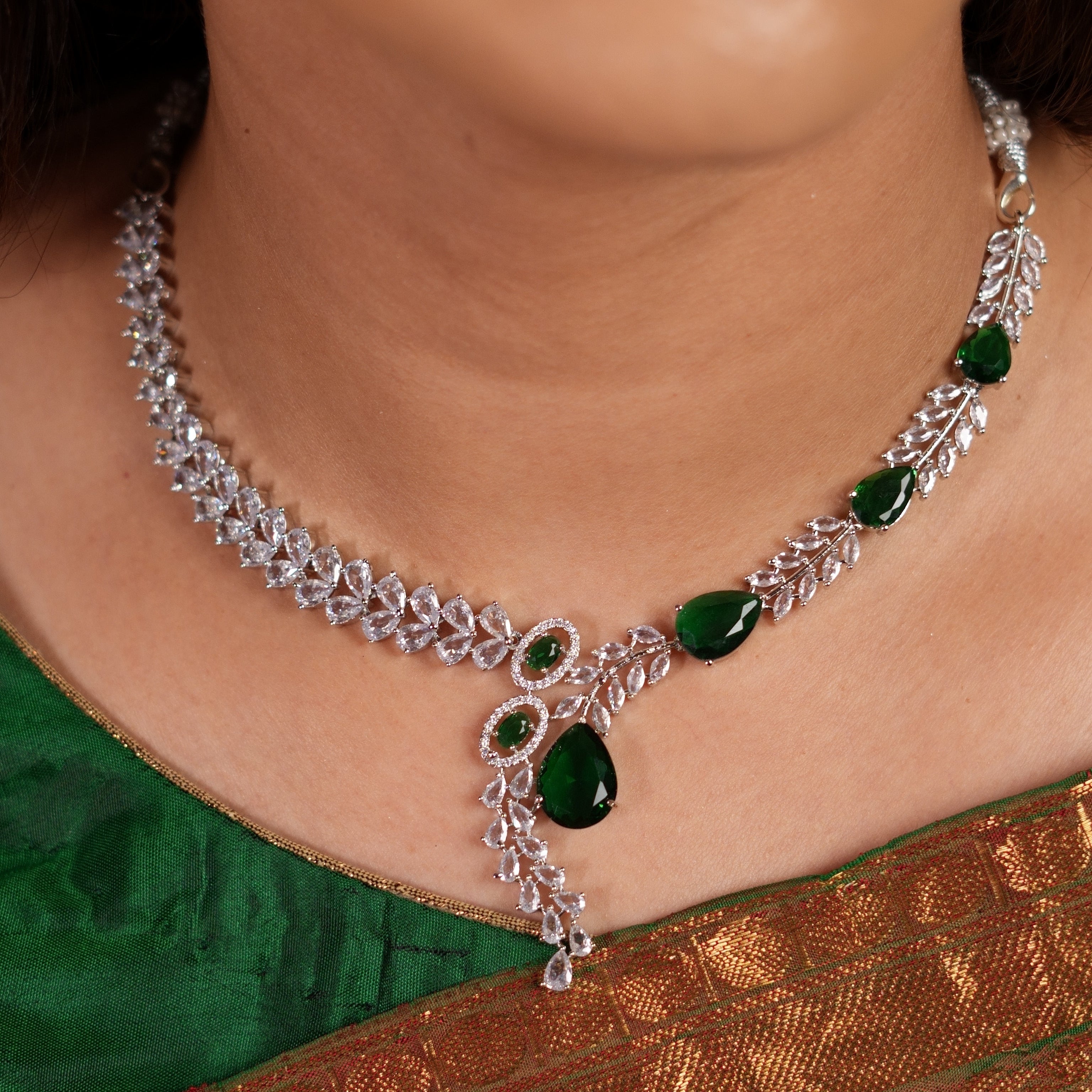 Leafy Radiance Emerald Necklace