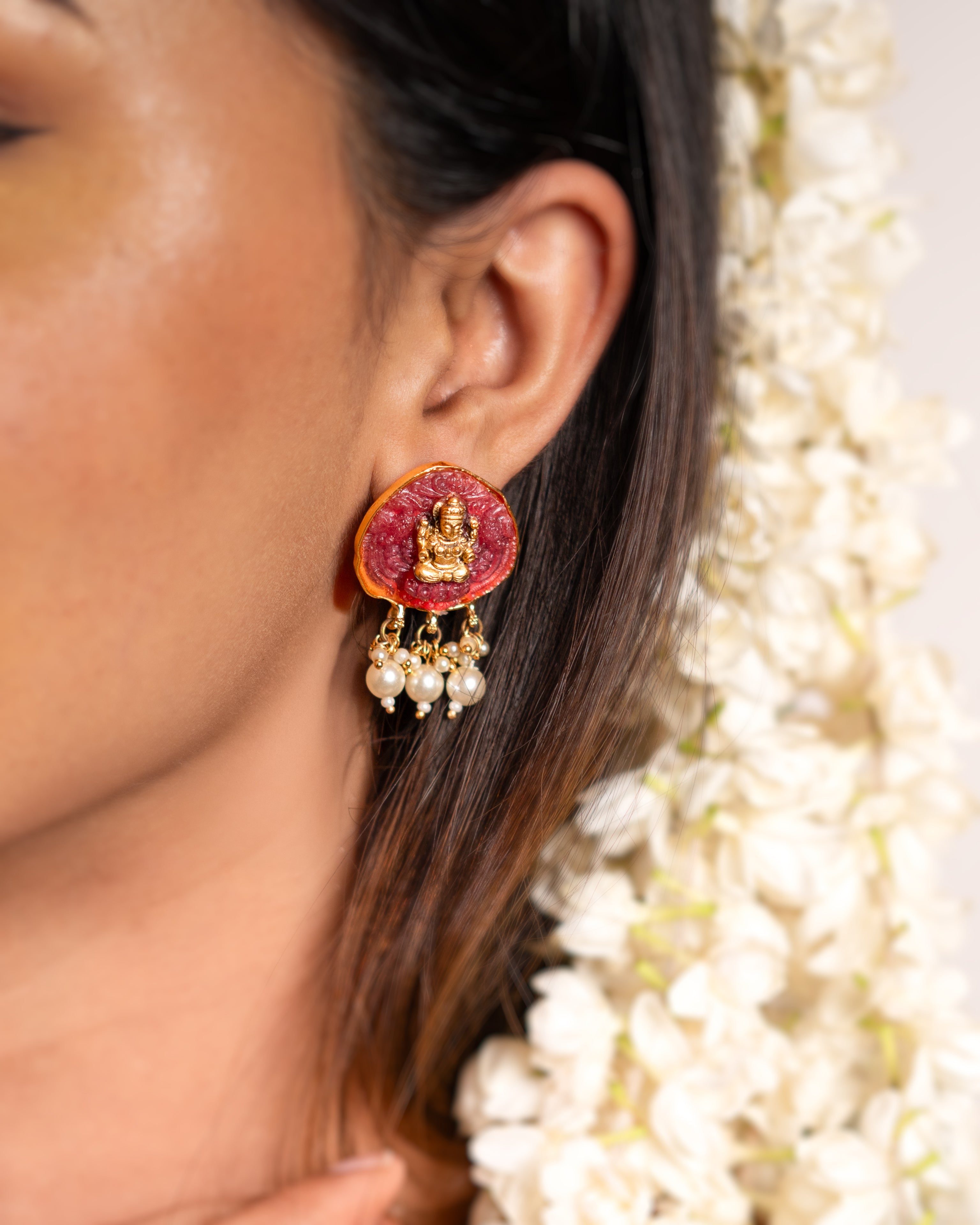Enameled Temple Earring