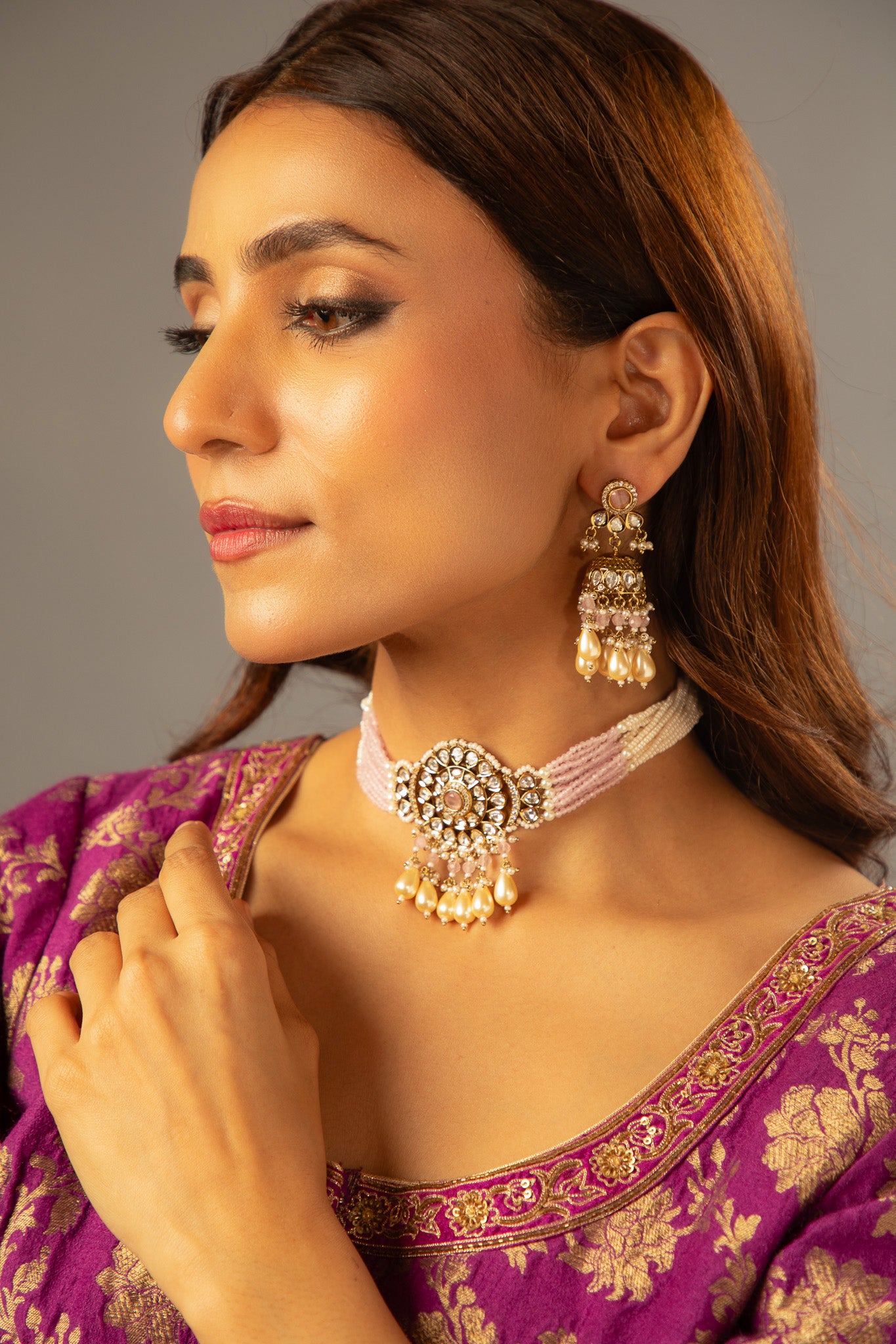 Roohi pearl beaded kundan choker set
