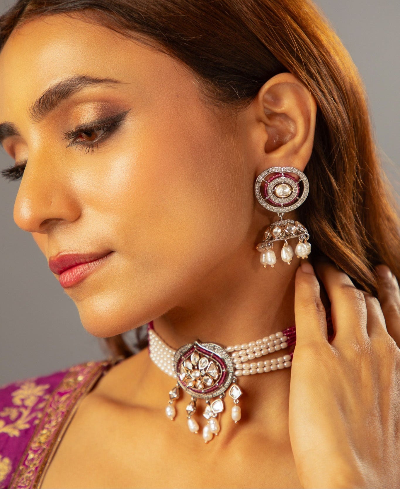 Nayab beaded kundan choker set