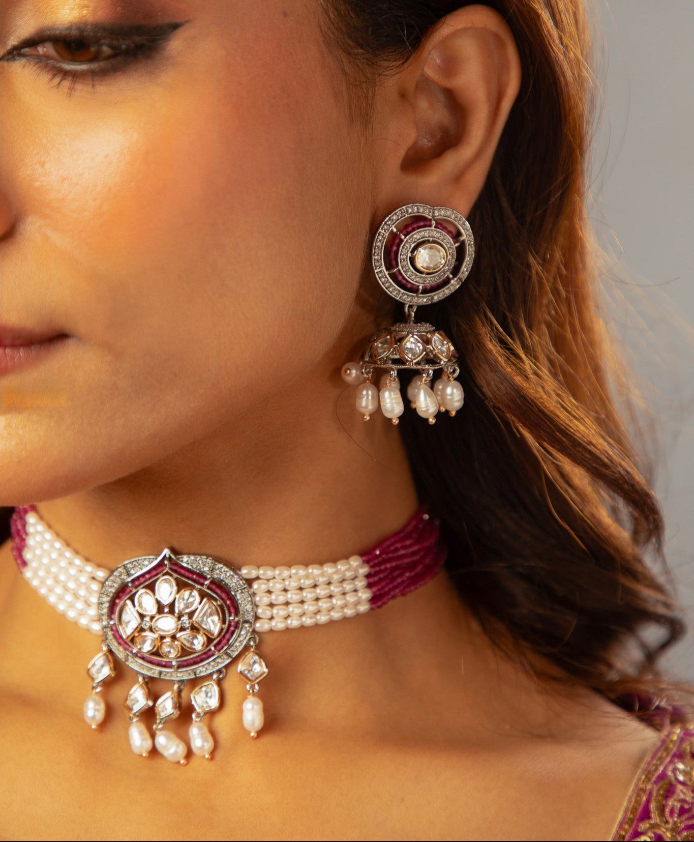 Nayab beaded kundan choker set