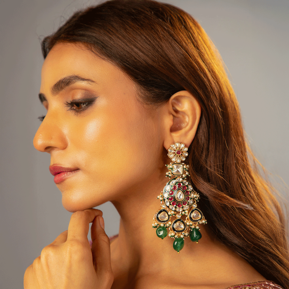 Vibrant Mirage Polki Jhumka