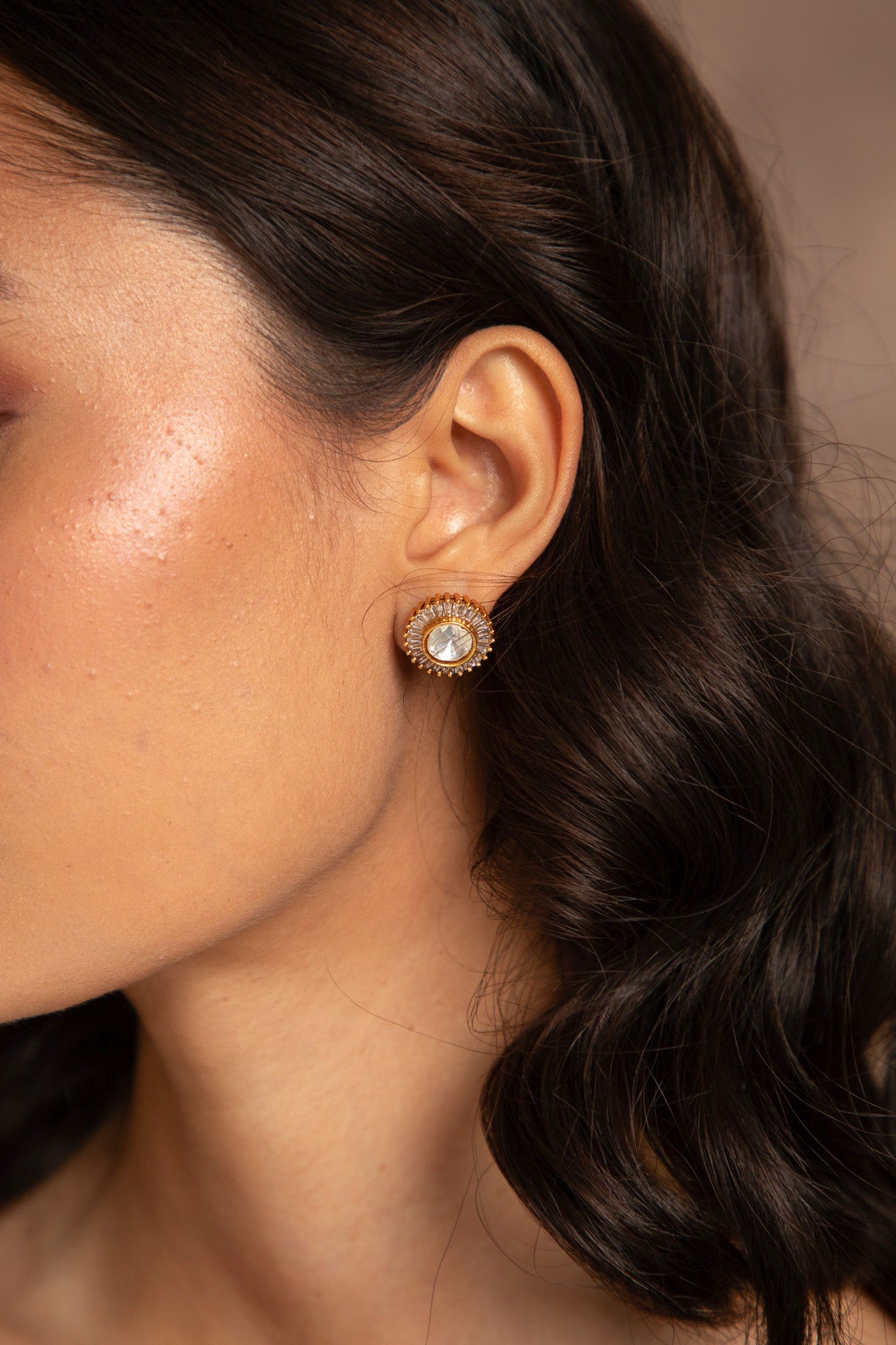 Moissanite Kundan Studs