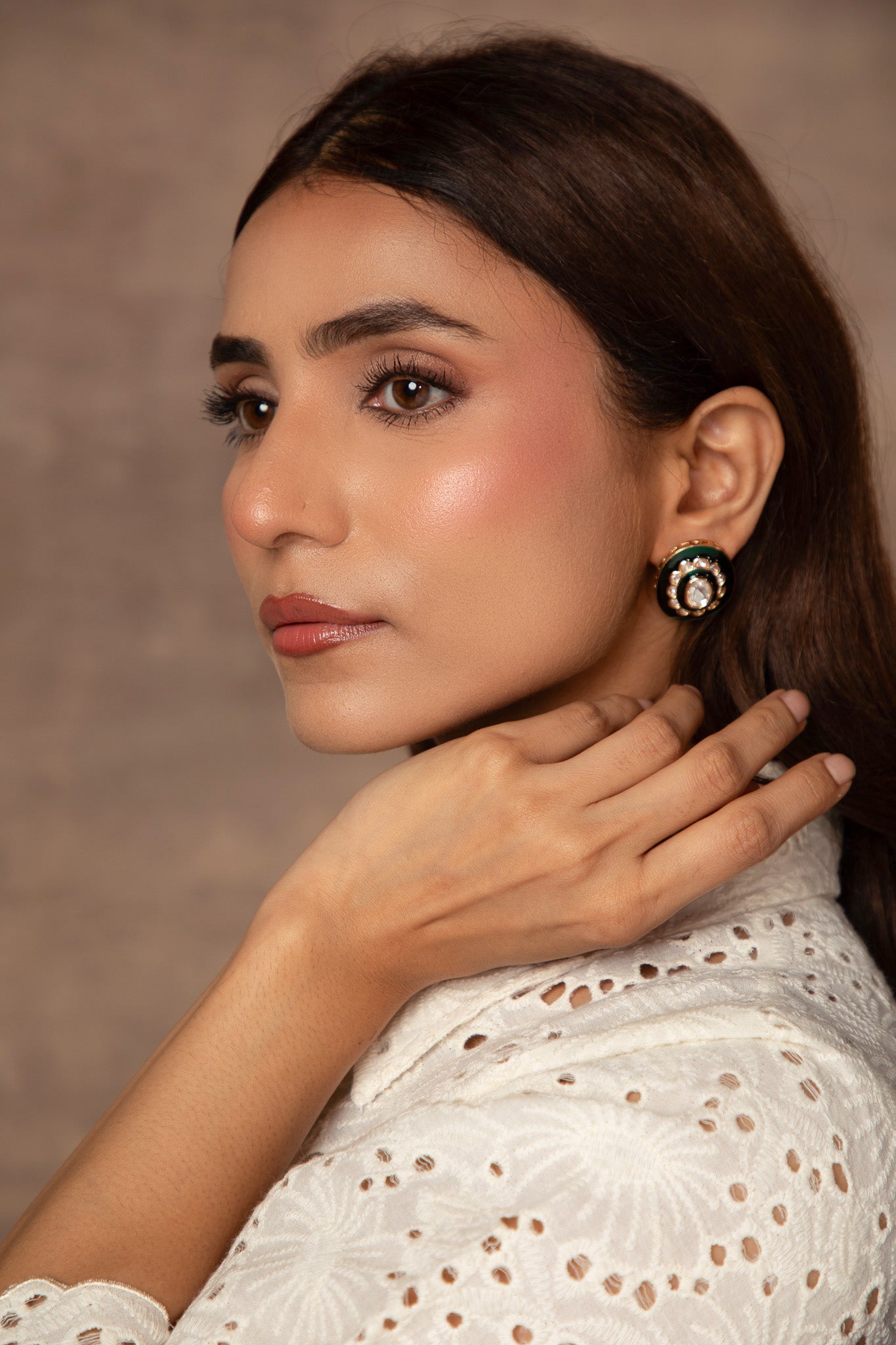 Enameled Polki Studs