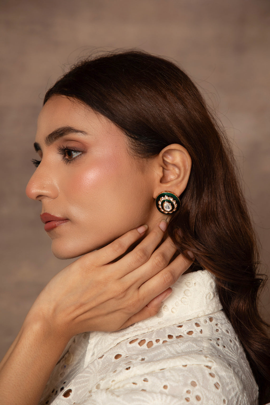Enameled Polki Studs