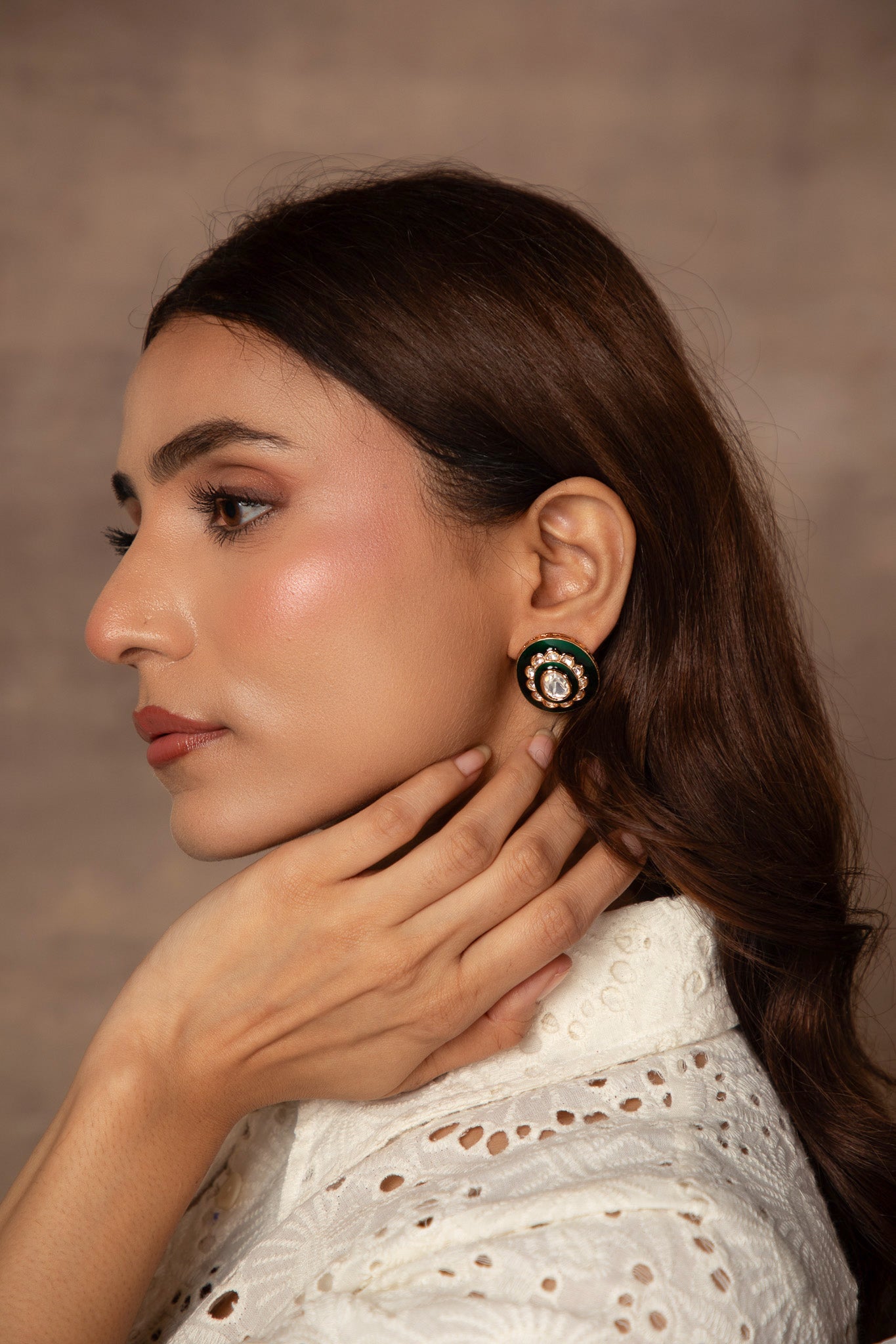 Enameled Polki Studs