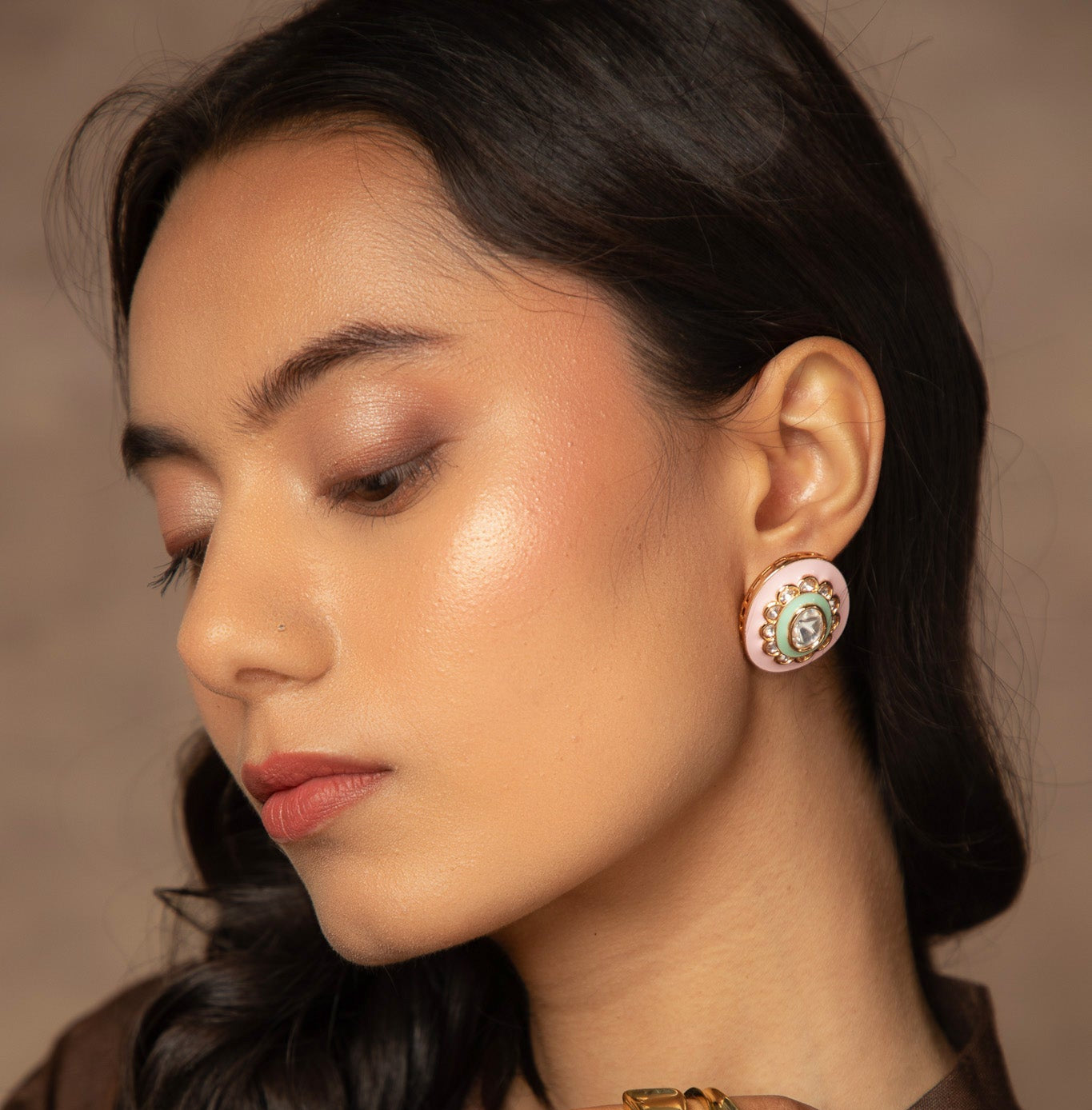 Enameled Polki Studs
