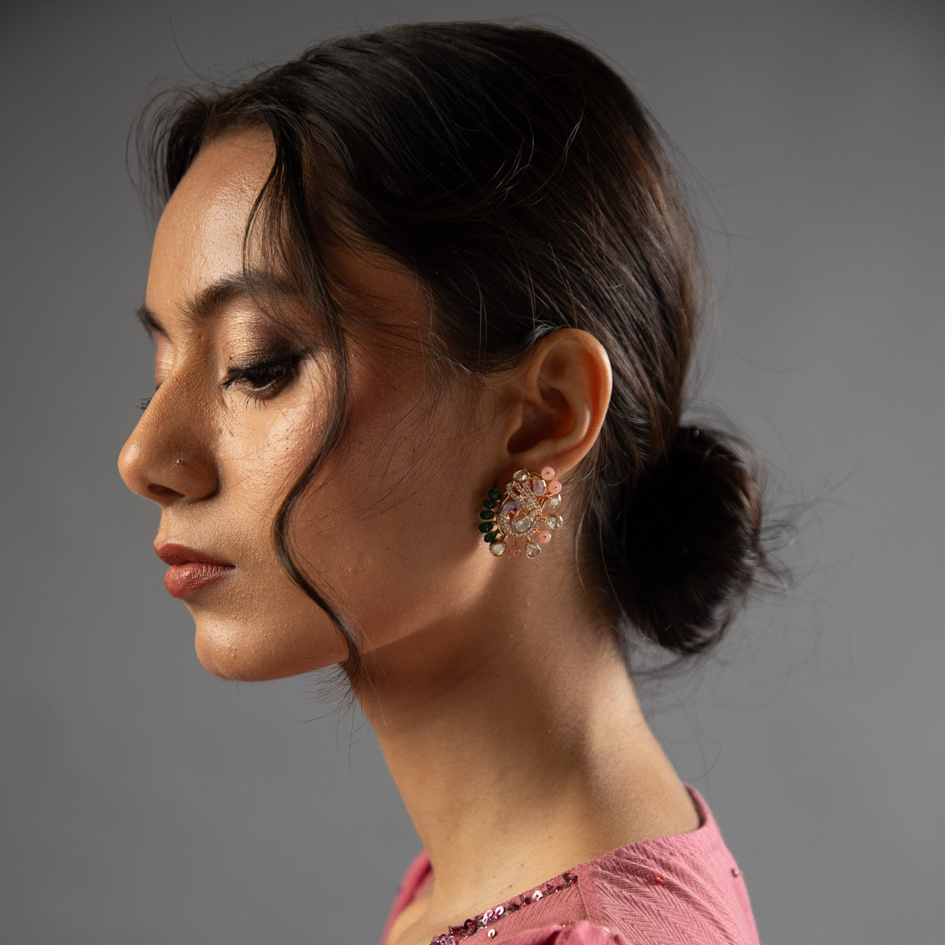 Peacock Kundan Grace studs