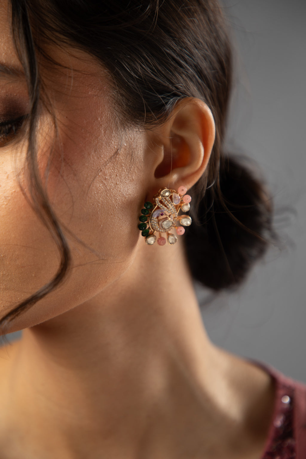 Peacock Kundan Grace studs