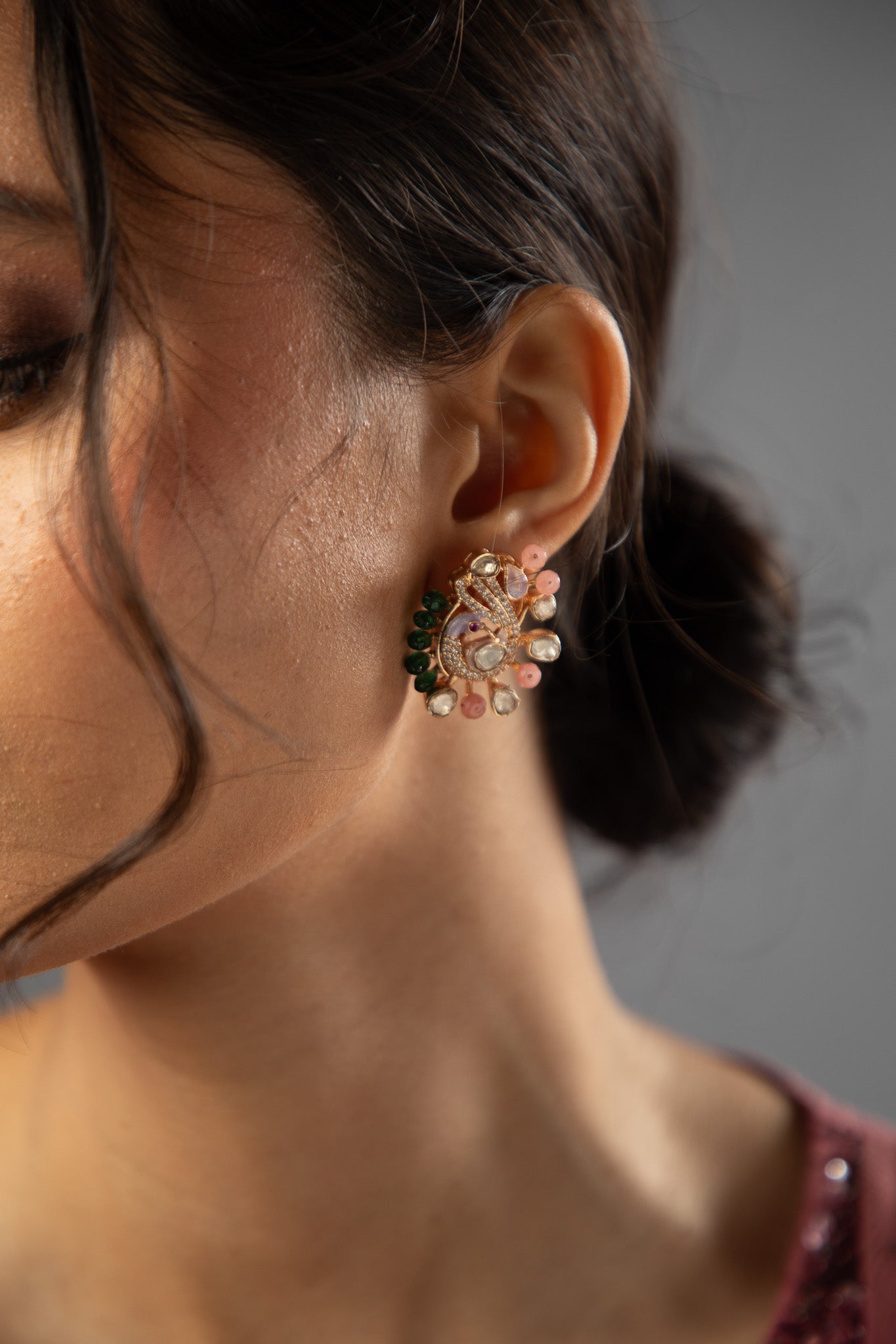 Peacock Kundan Grace studs