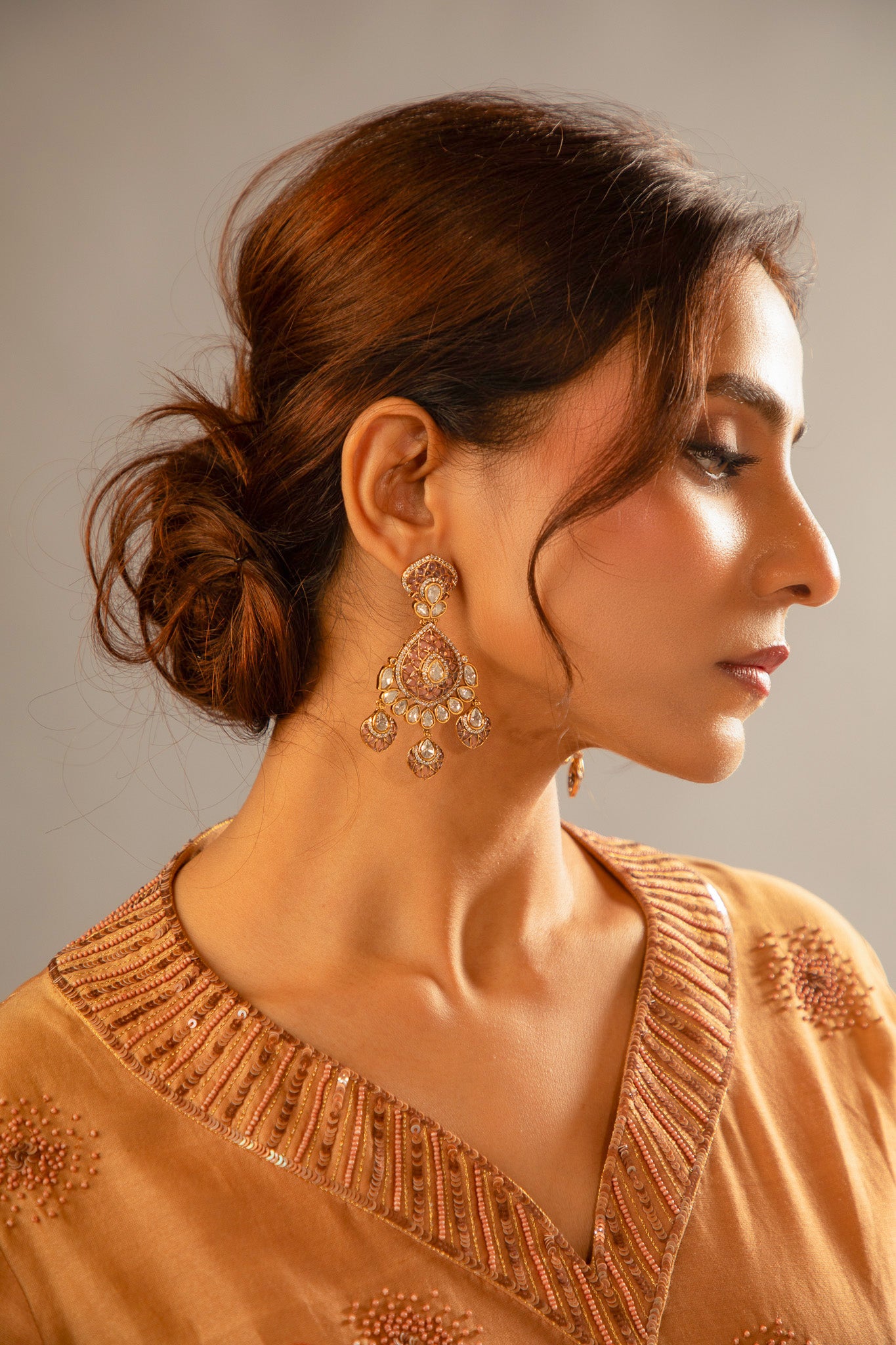 Amethyst Kundan Polki dangler