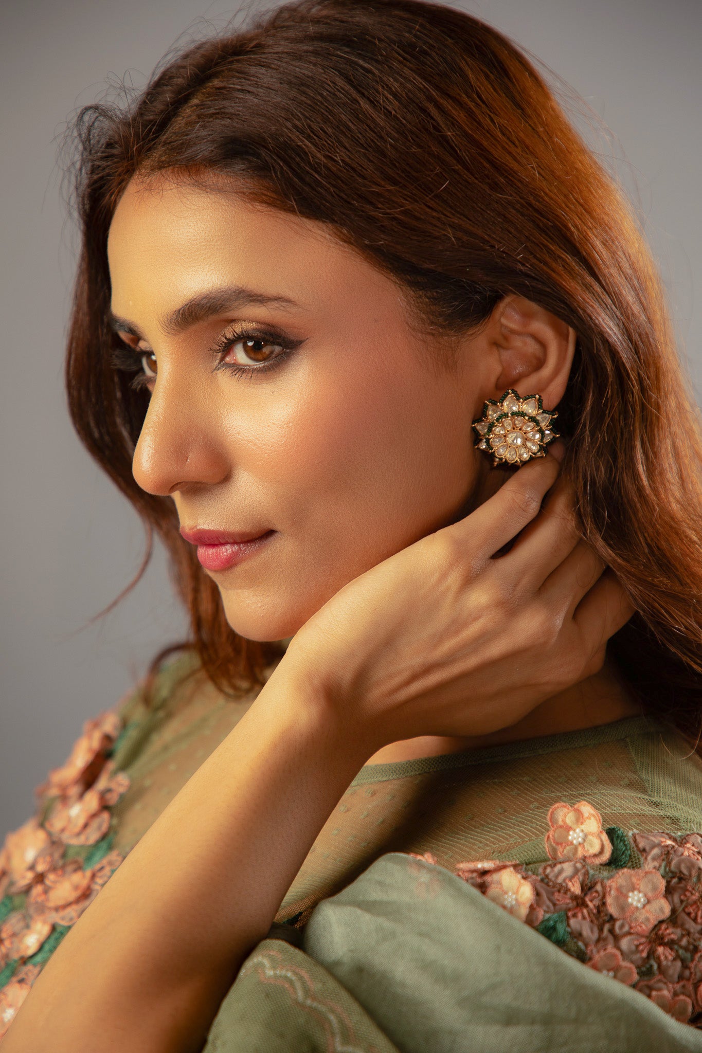 Empress kundan polki stud