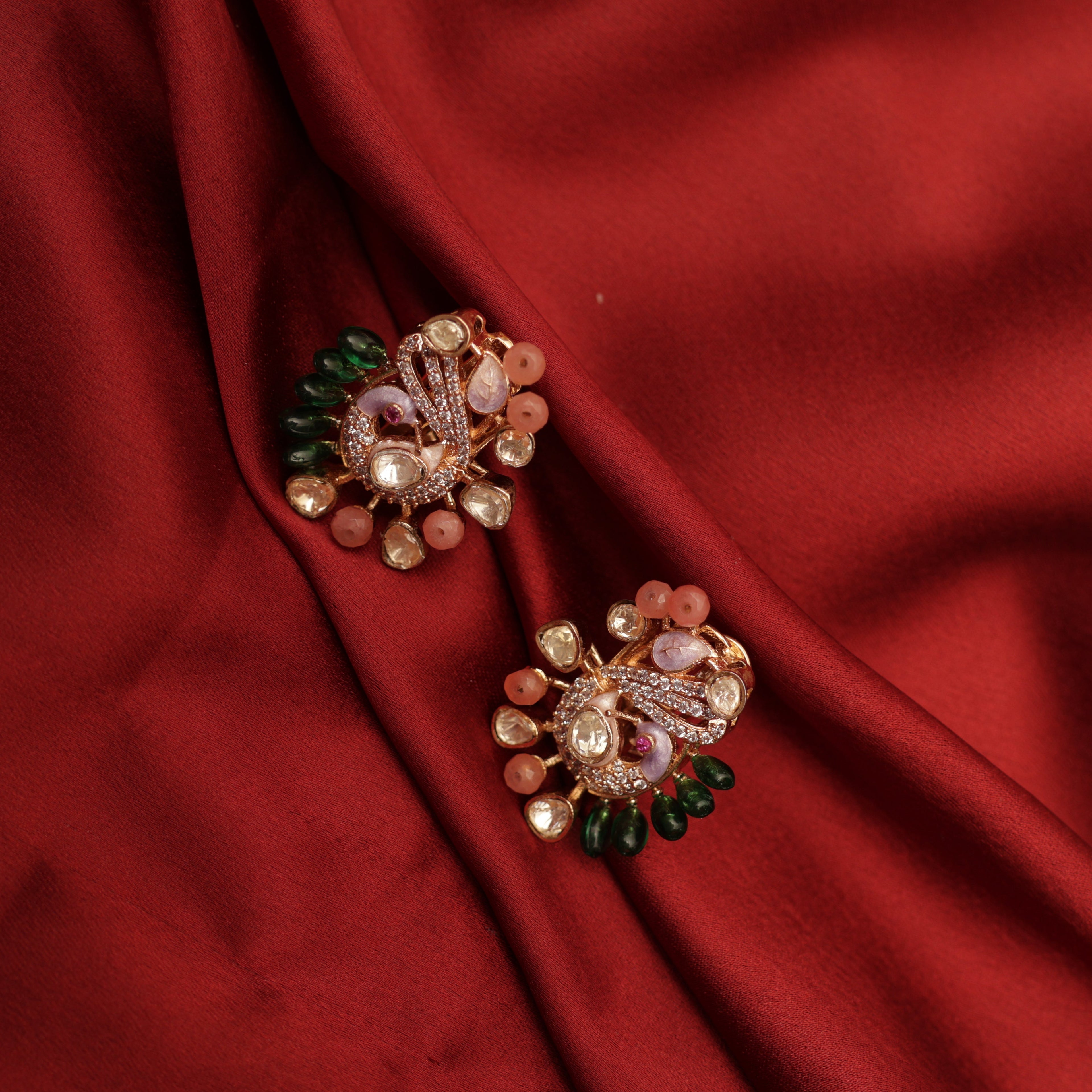 Peacock Kundan Grace studs