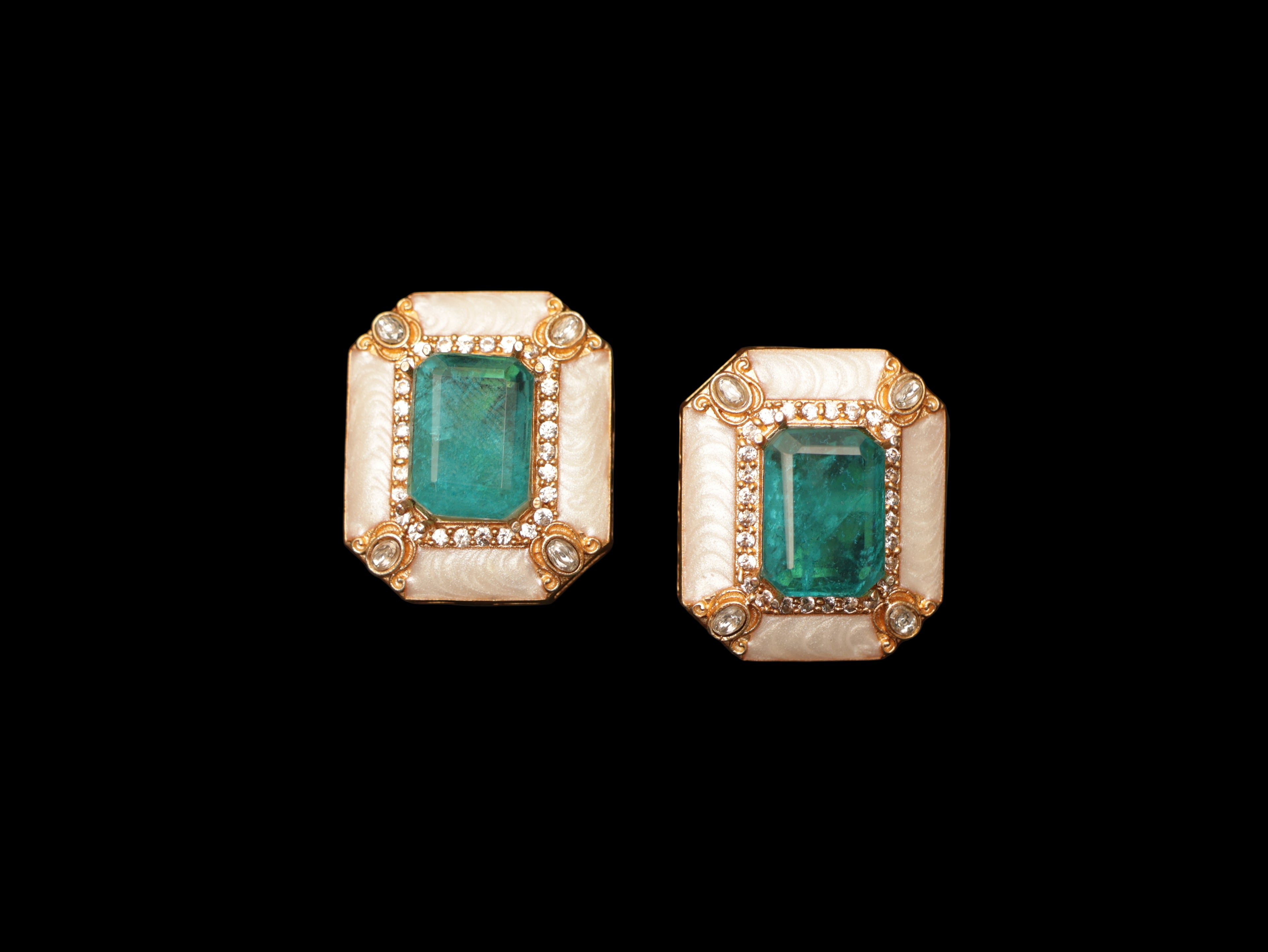 Teal shine studs