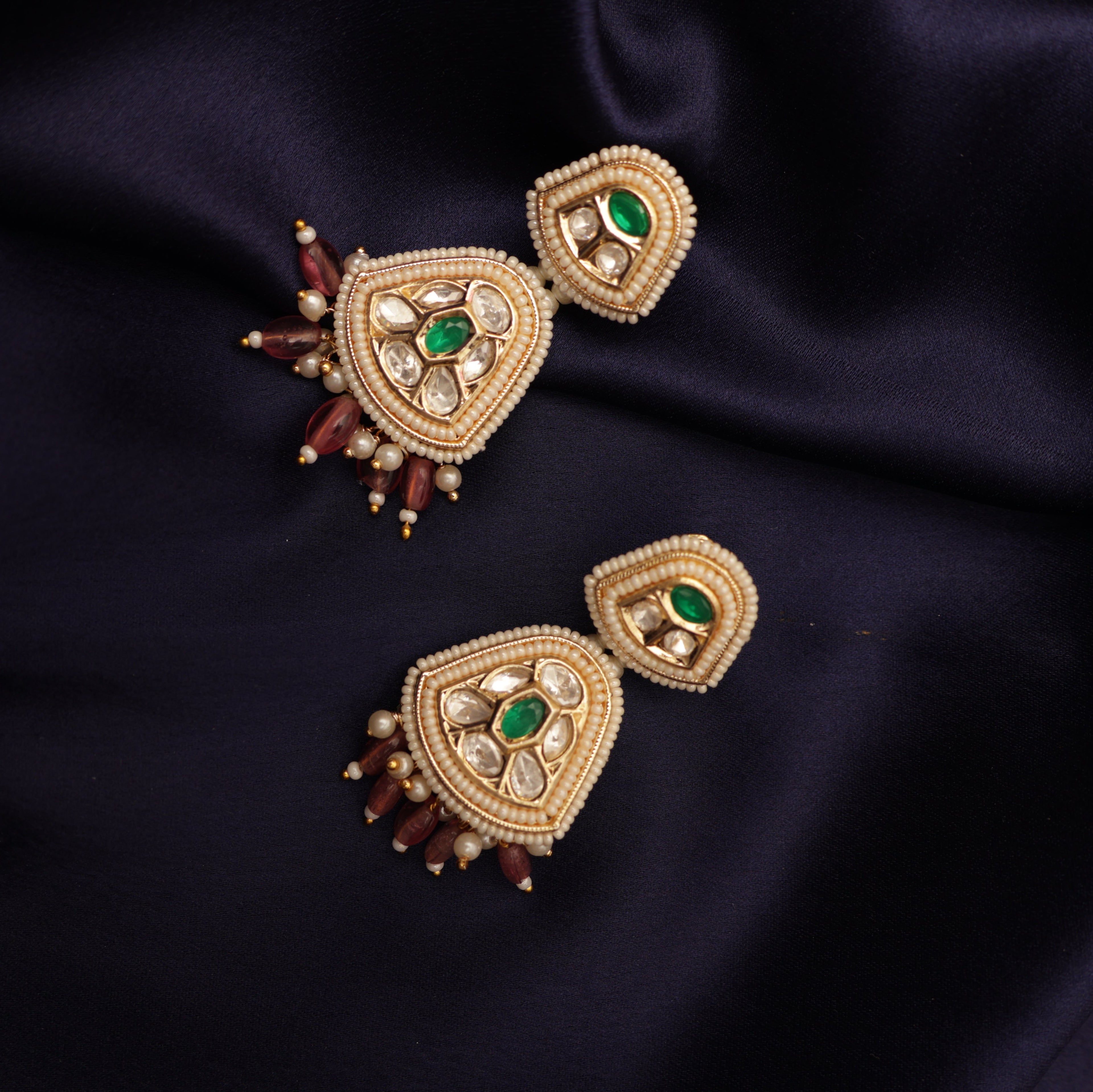 Beaded Polki earrings