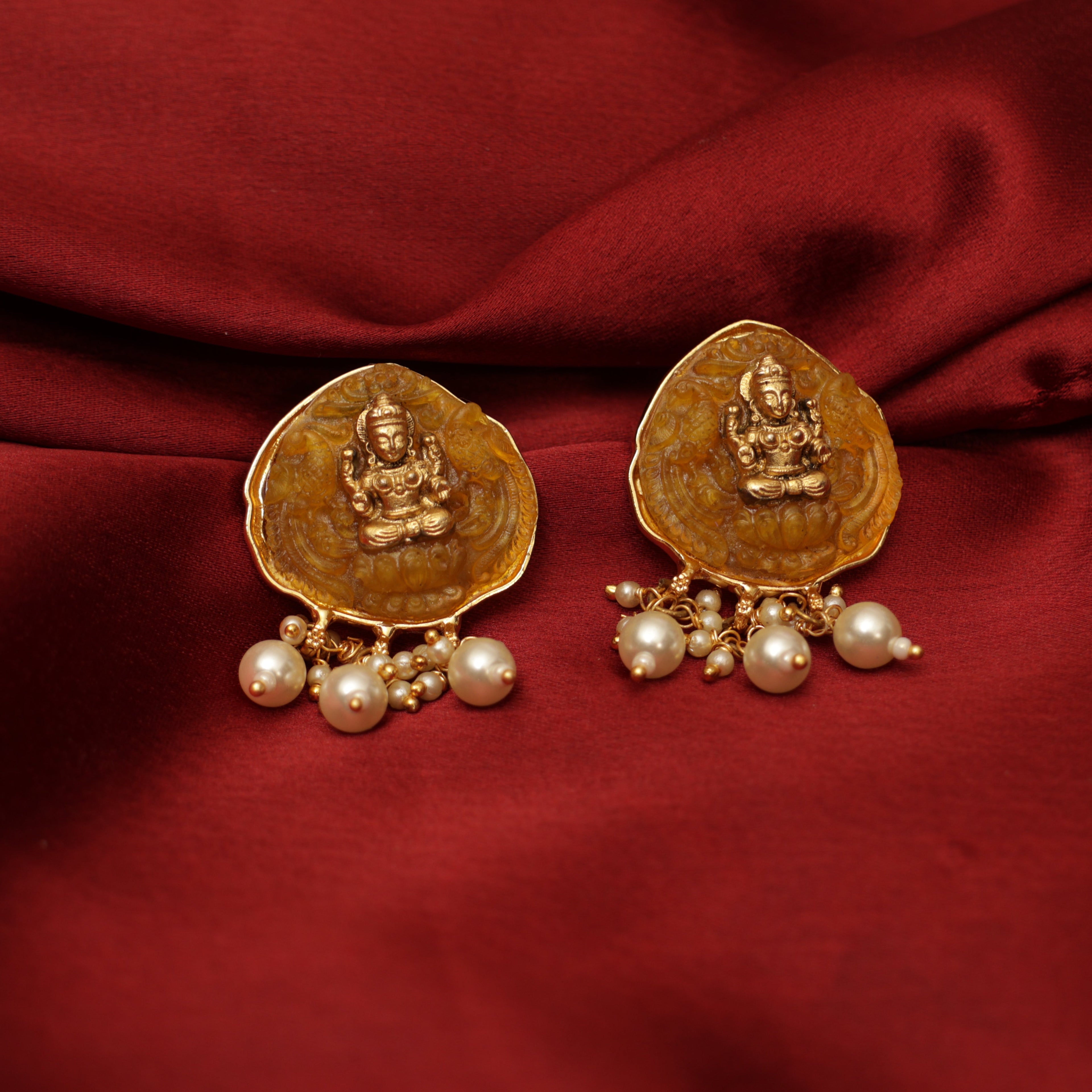 Enameled Temple Earring (Yellow)