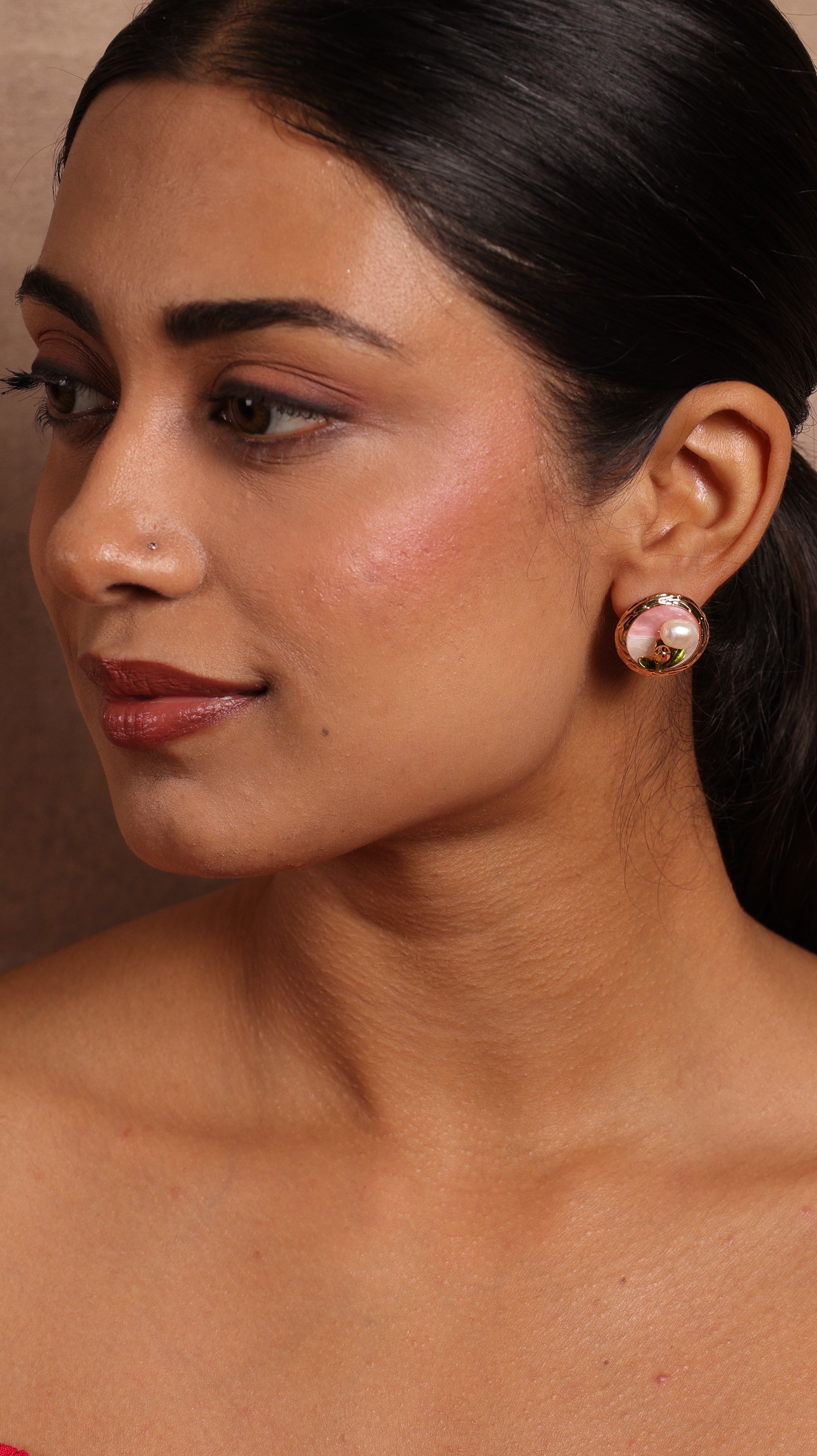 Meenakari Pearl Studs