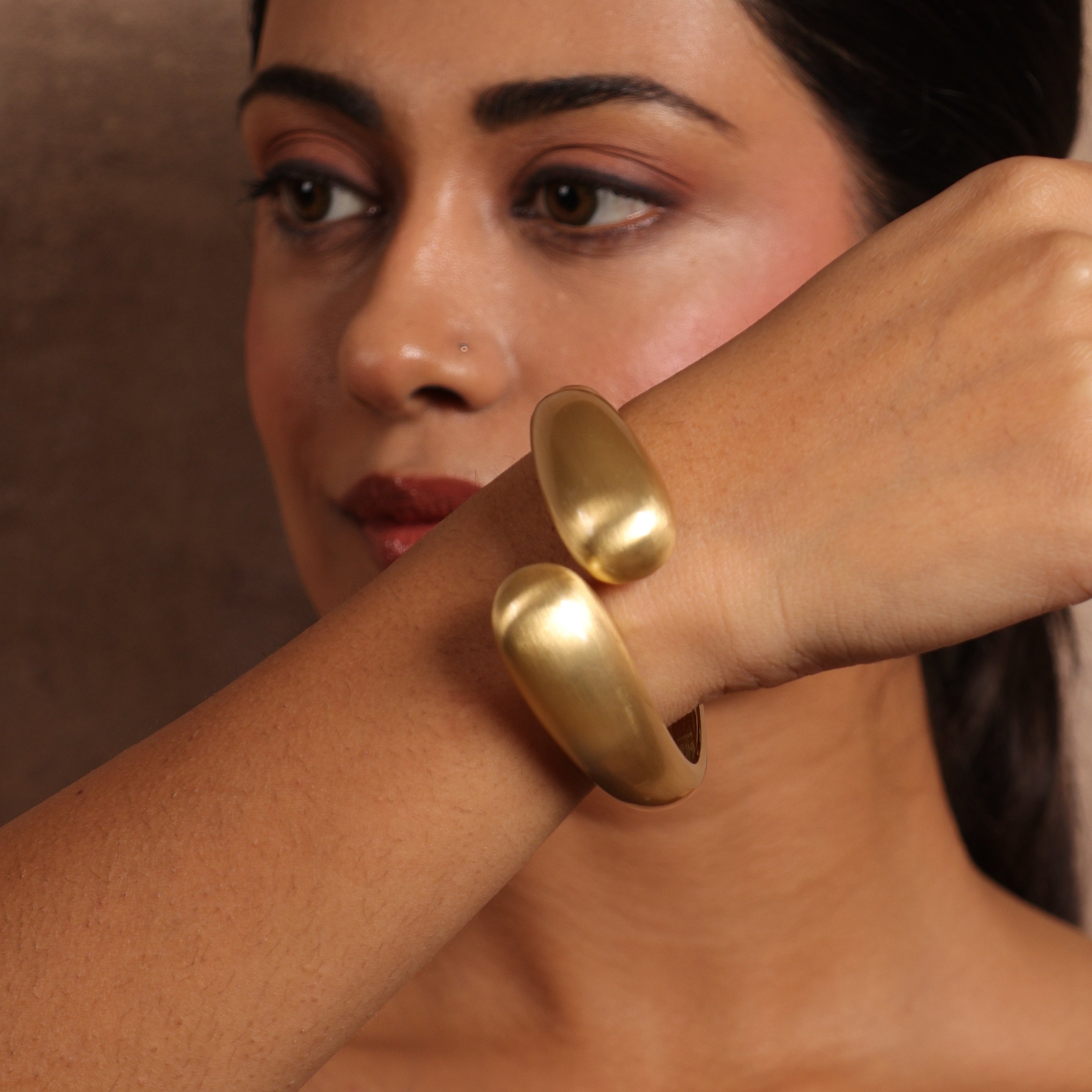 Gold Matt Open Bracelet