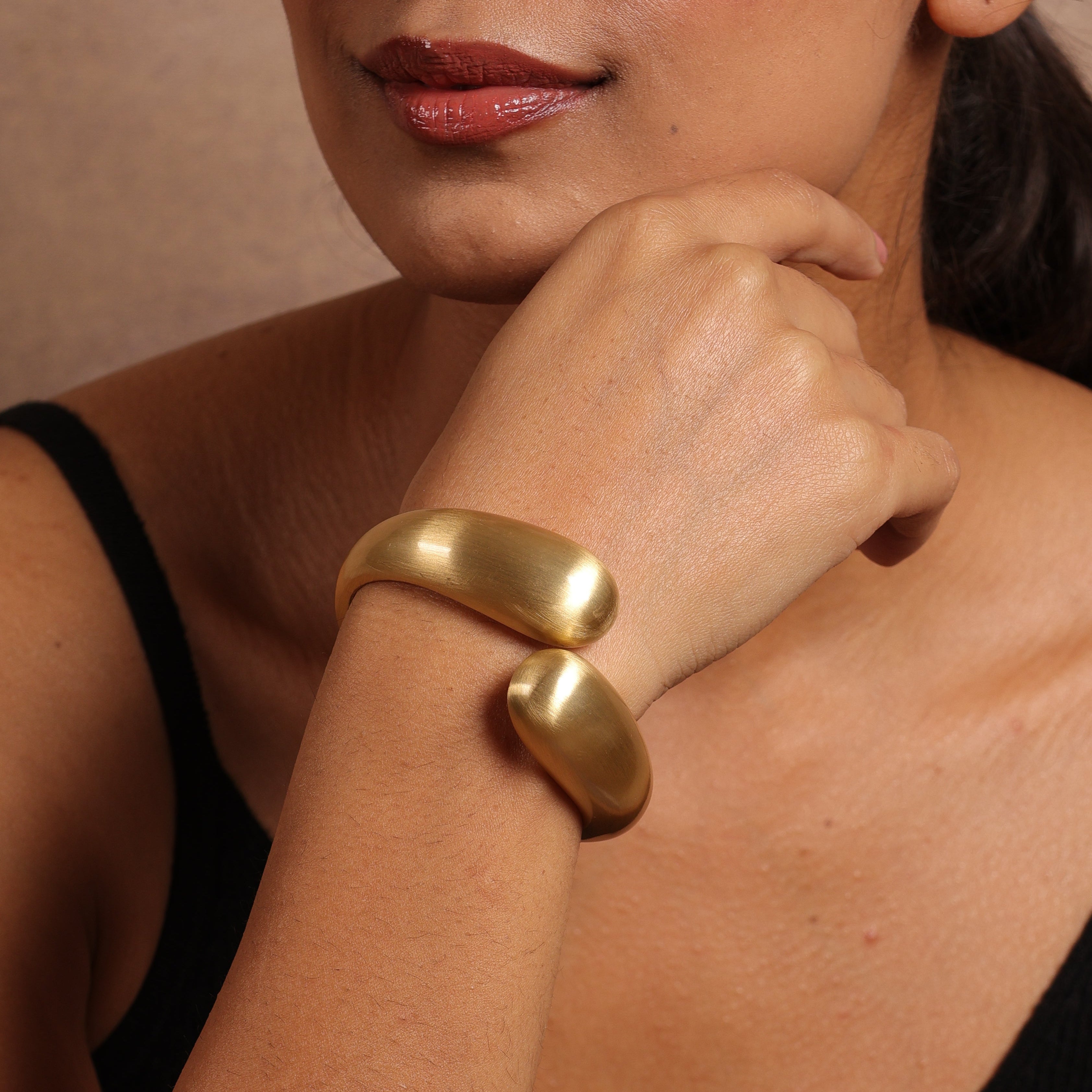 Gold Matt Open Bracelet