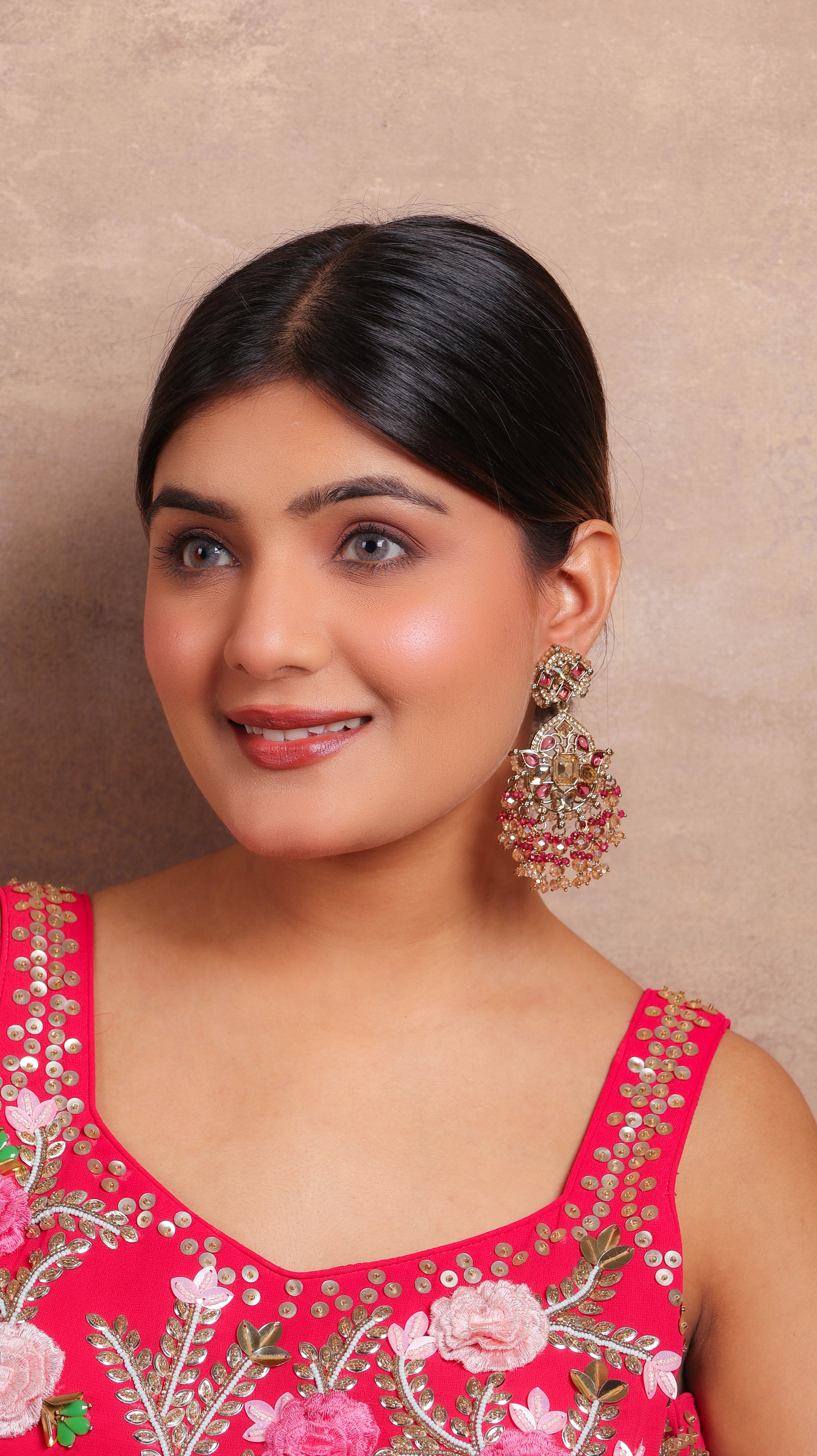 Maroon Jharna Earrings