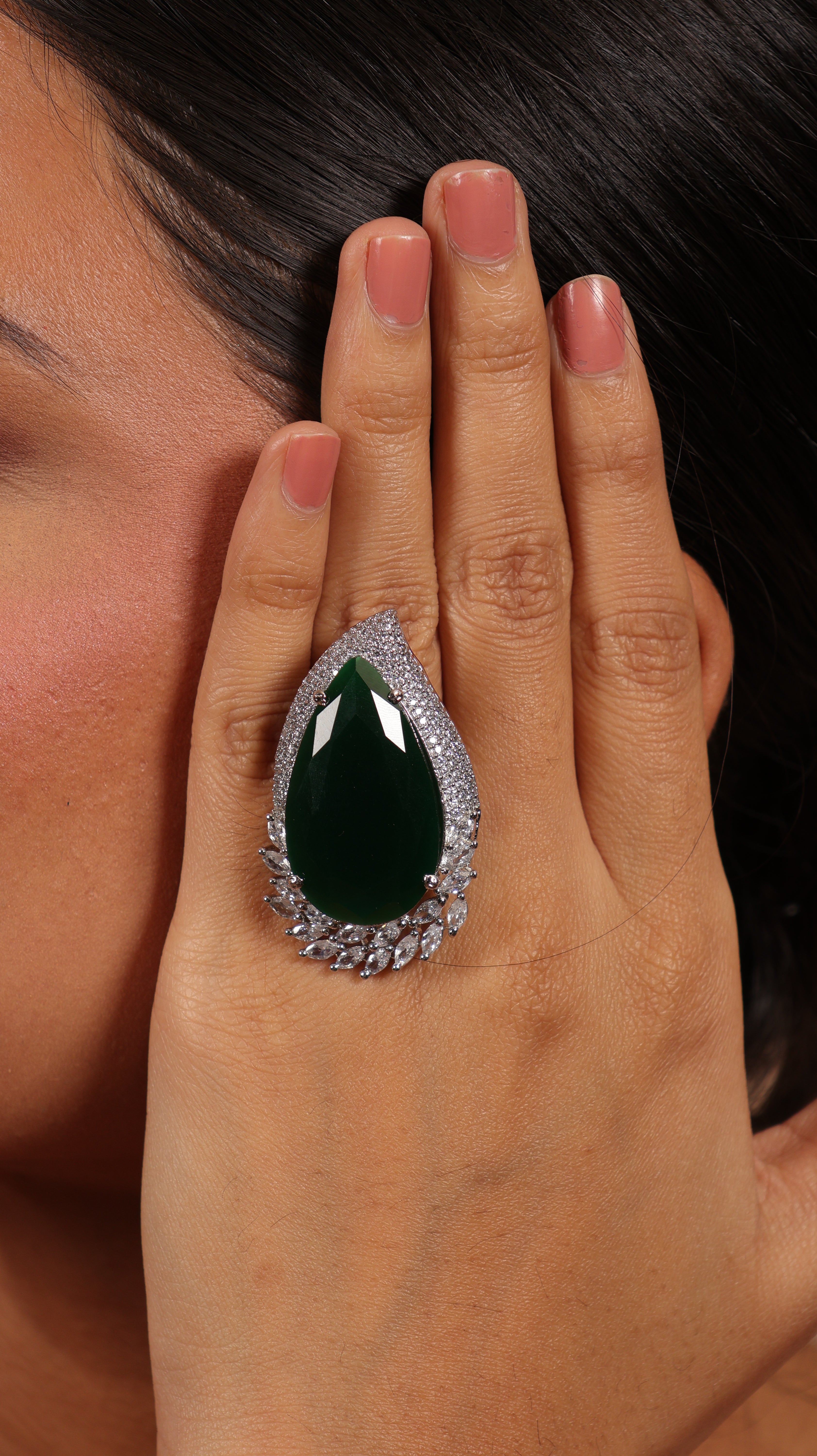 Emerald Noir Statement ring