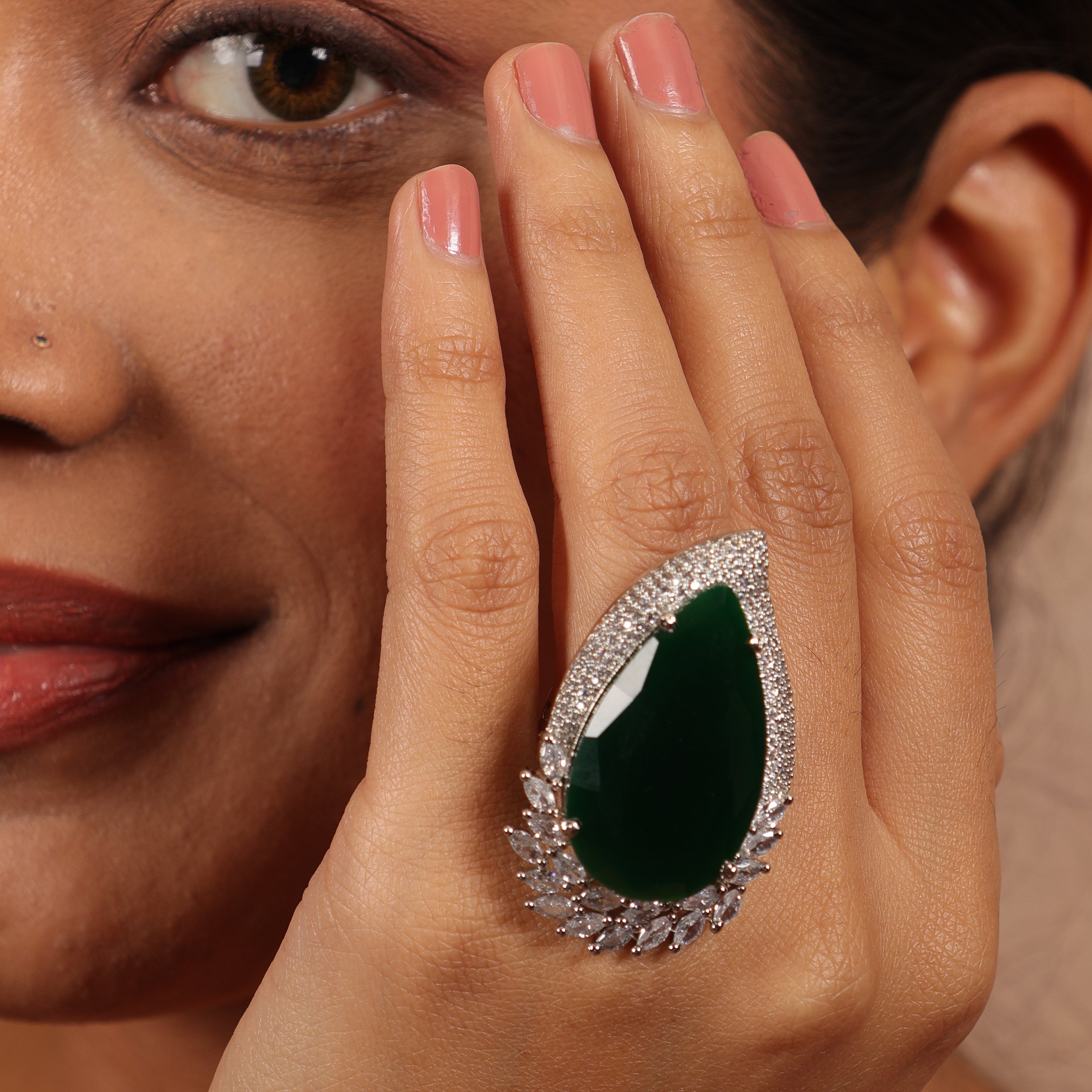 Emerald Noir Statement ring