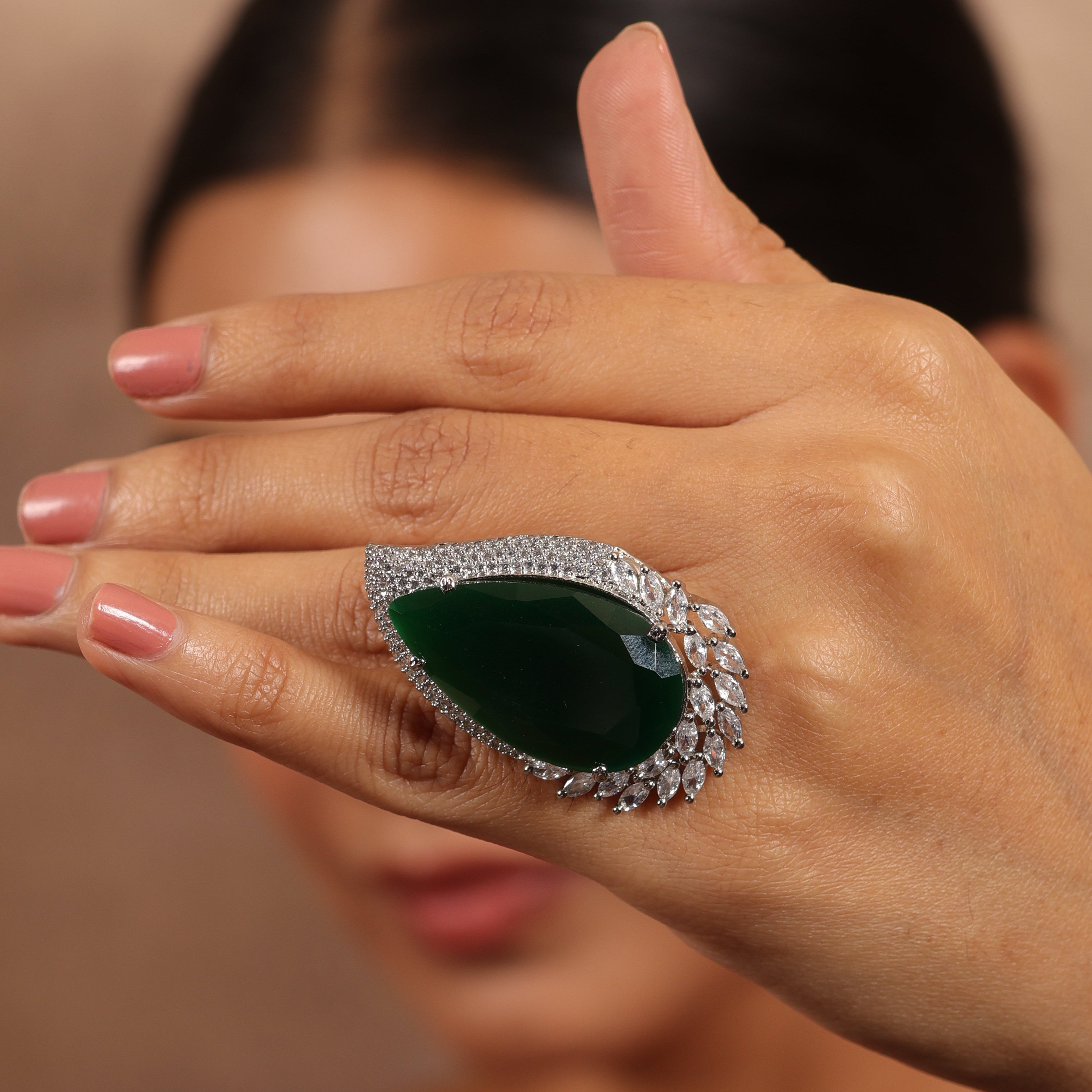 Emerald Noir Statement ring