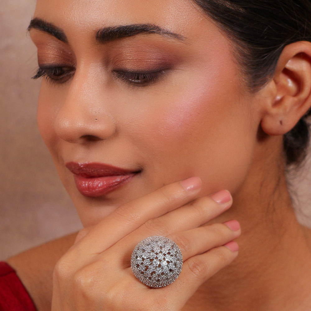 Starbust Dome CZ Ring