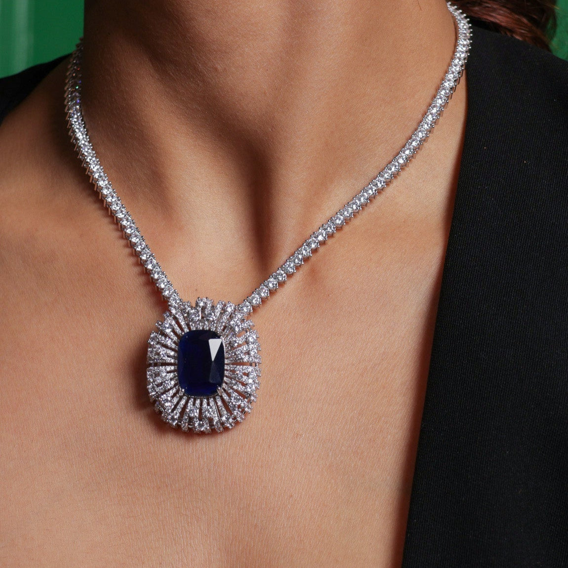 Celestia CZ  sapphire Pendant set