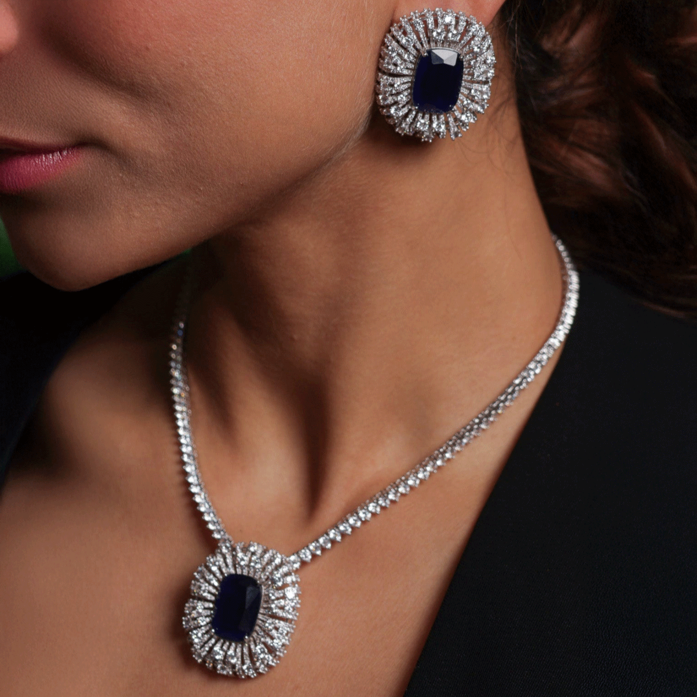 Celestia CZ  sapphire Pendant set