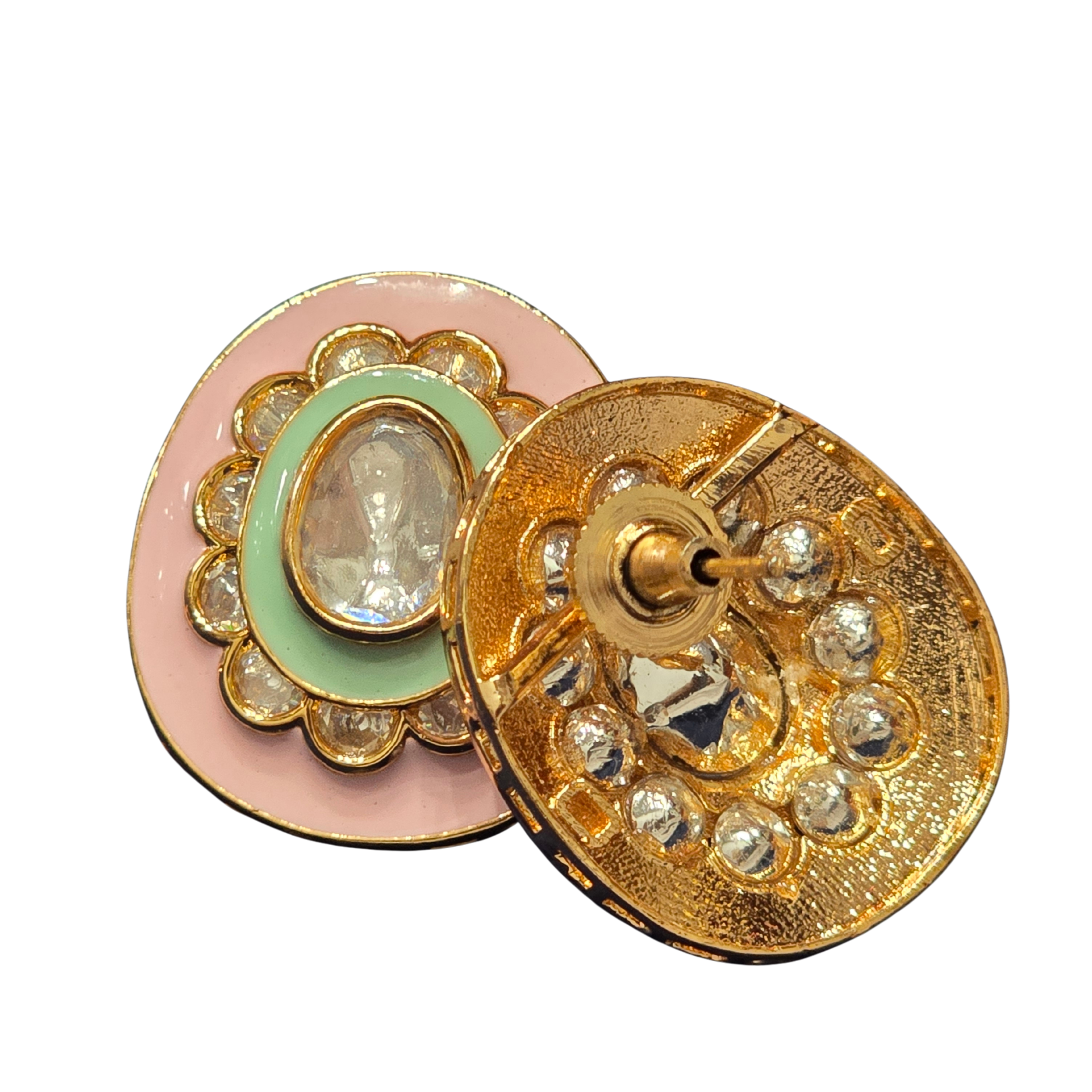 Enameled Polki Studs
