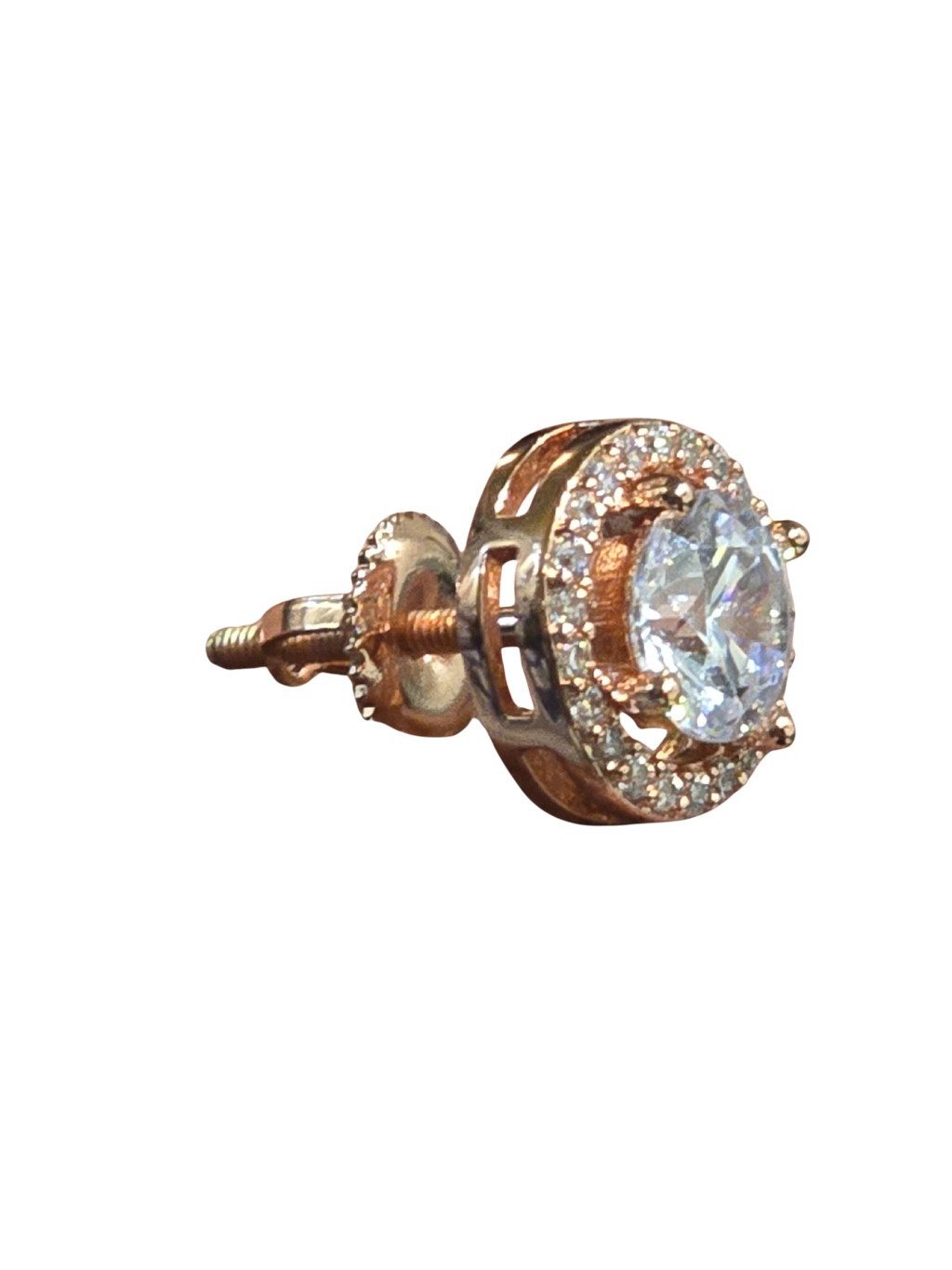 Round Jacket Rose Gold Solitaire Stud