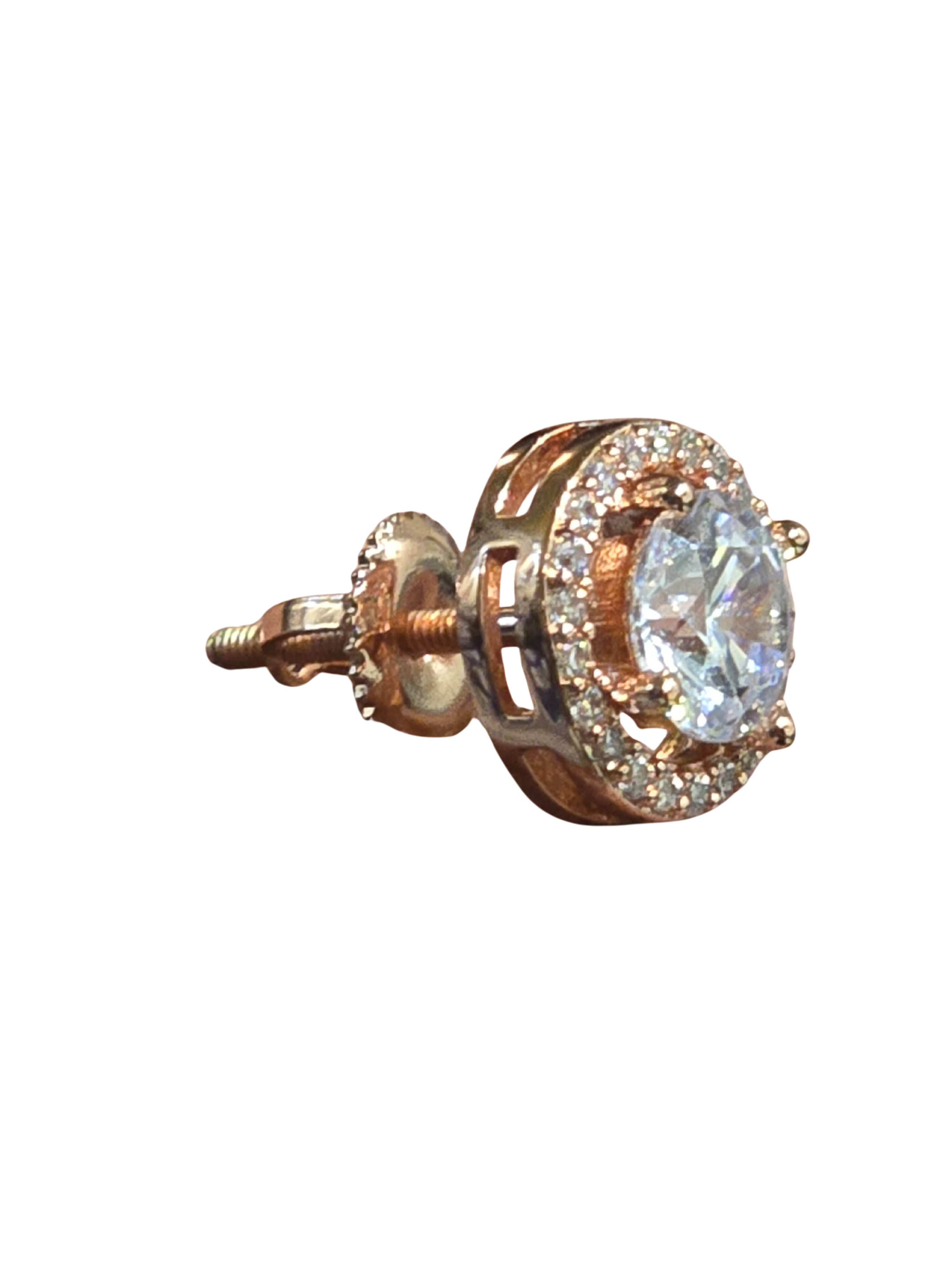 Round Jacket Rose Gold Solitaire Stud