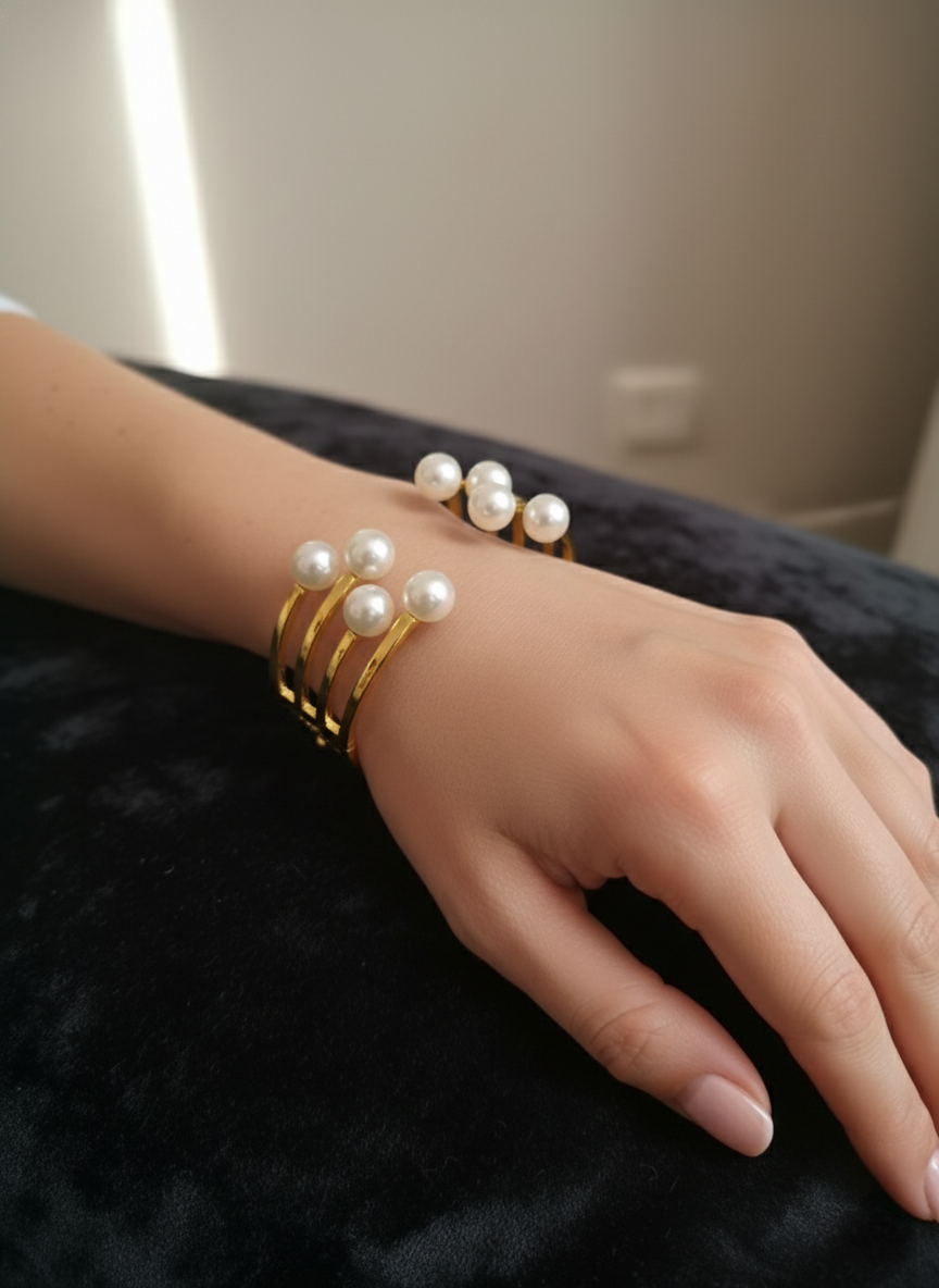 Gold Pearl Cascade Bracelet