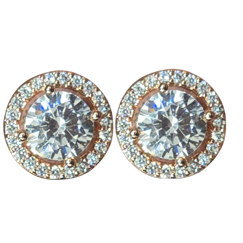 Round Jacket Rose Gold Solitaire Stud