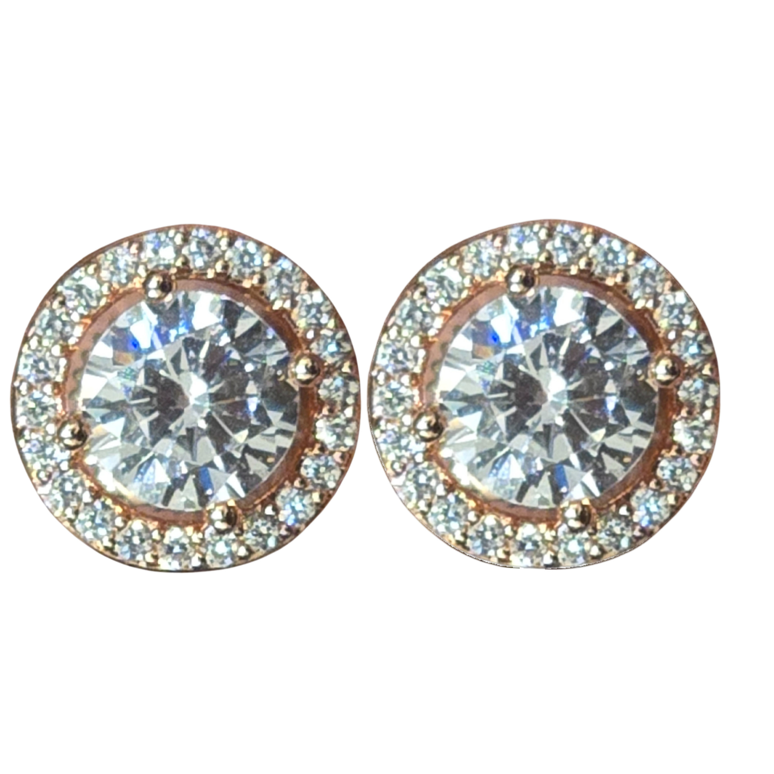 Round Jacket Rose Gold Solitaire Stud