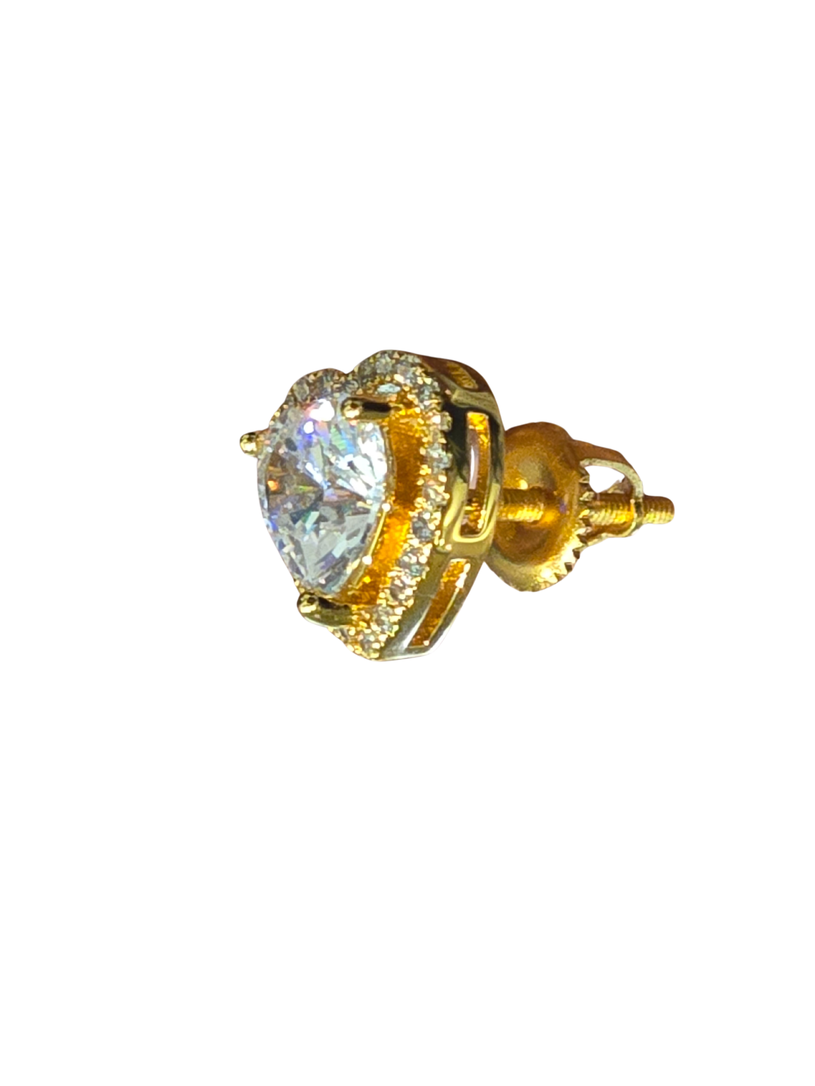 Gold Heart Jacket Solitaire Stud