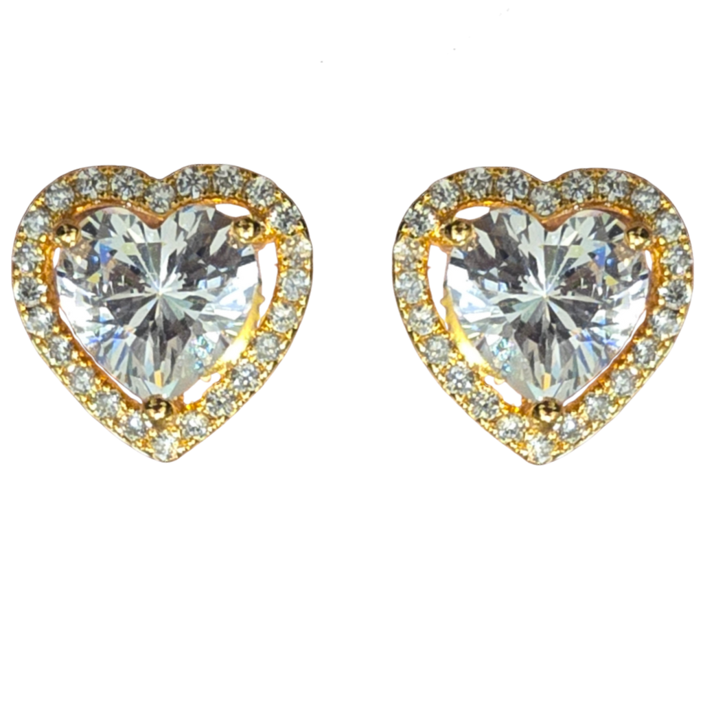 Gold Heart Jacket Solitaire Stud