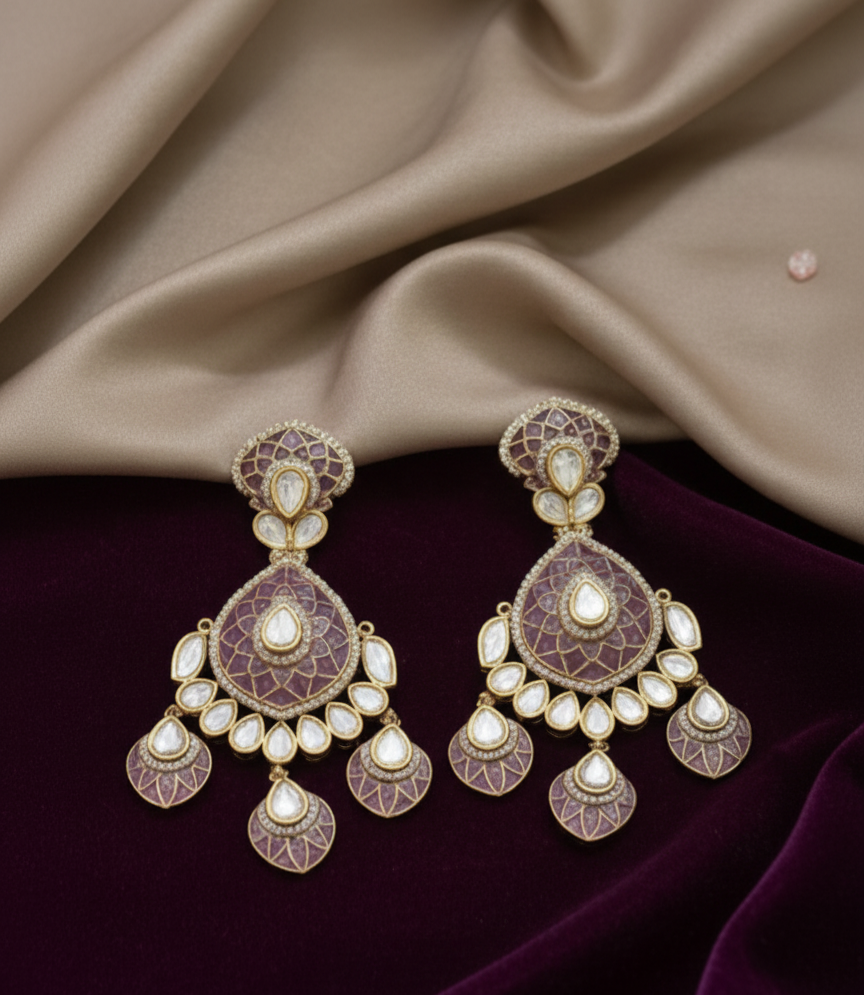 Amethyst Kundan Polki dangler